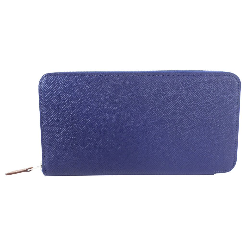 Hermes Blue Silk in Classic Long Zip Wallet