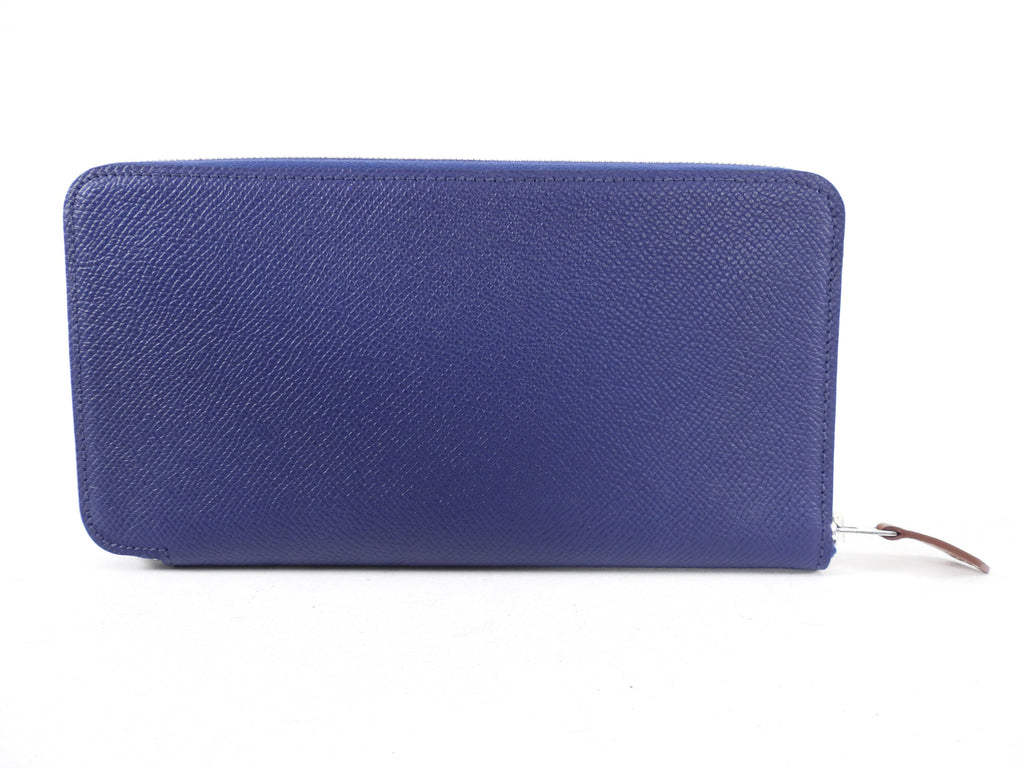 Hermes Blue Silk in Classic Long Zip Wallet