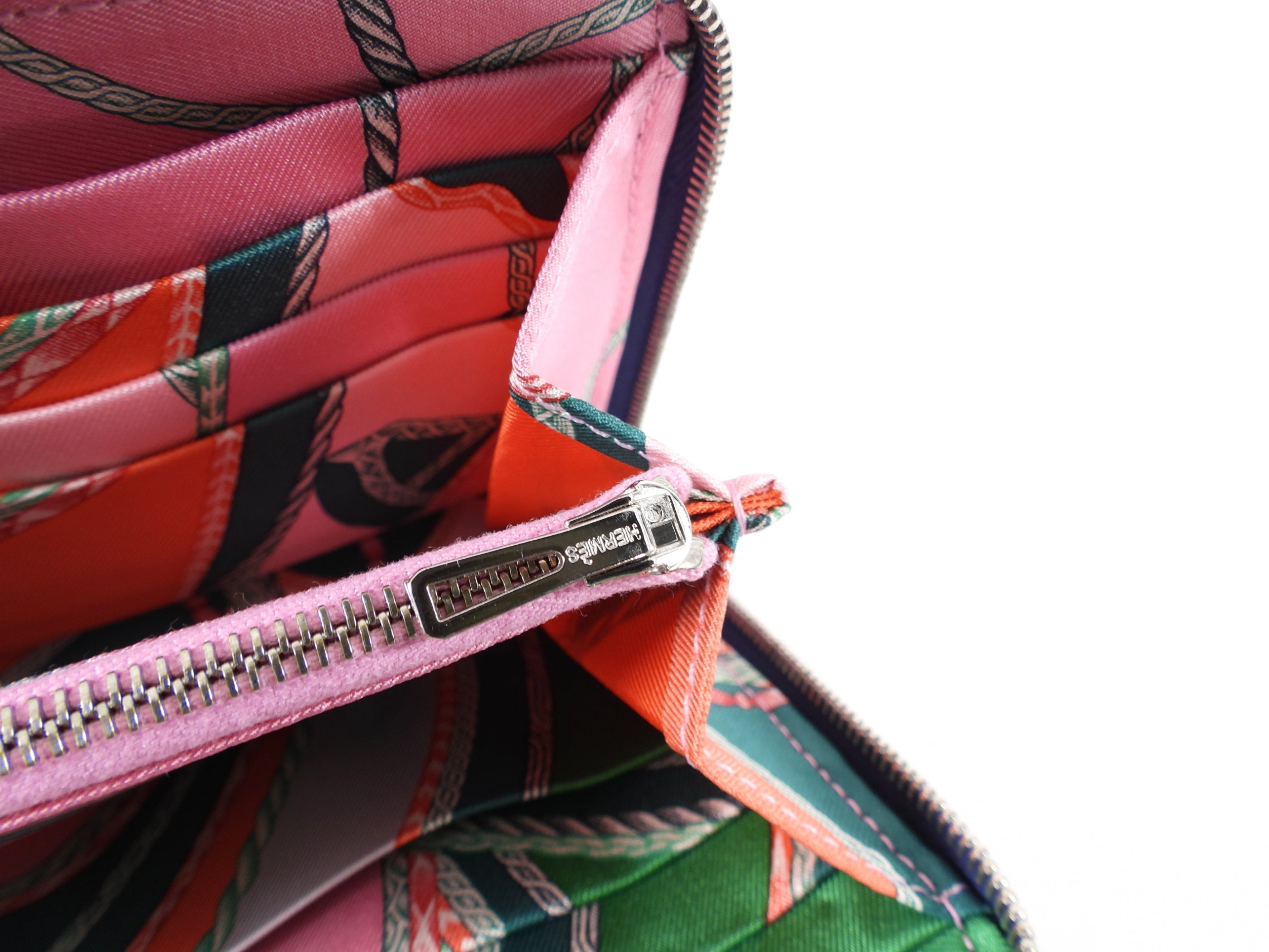 Hermes Blue Silk in Classic Long Zip Wallet