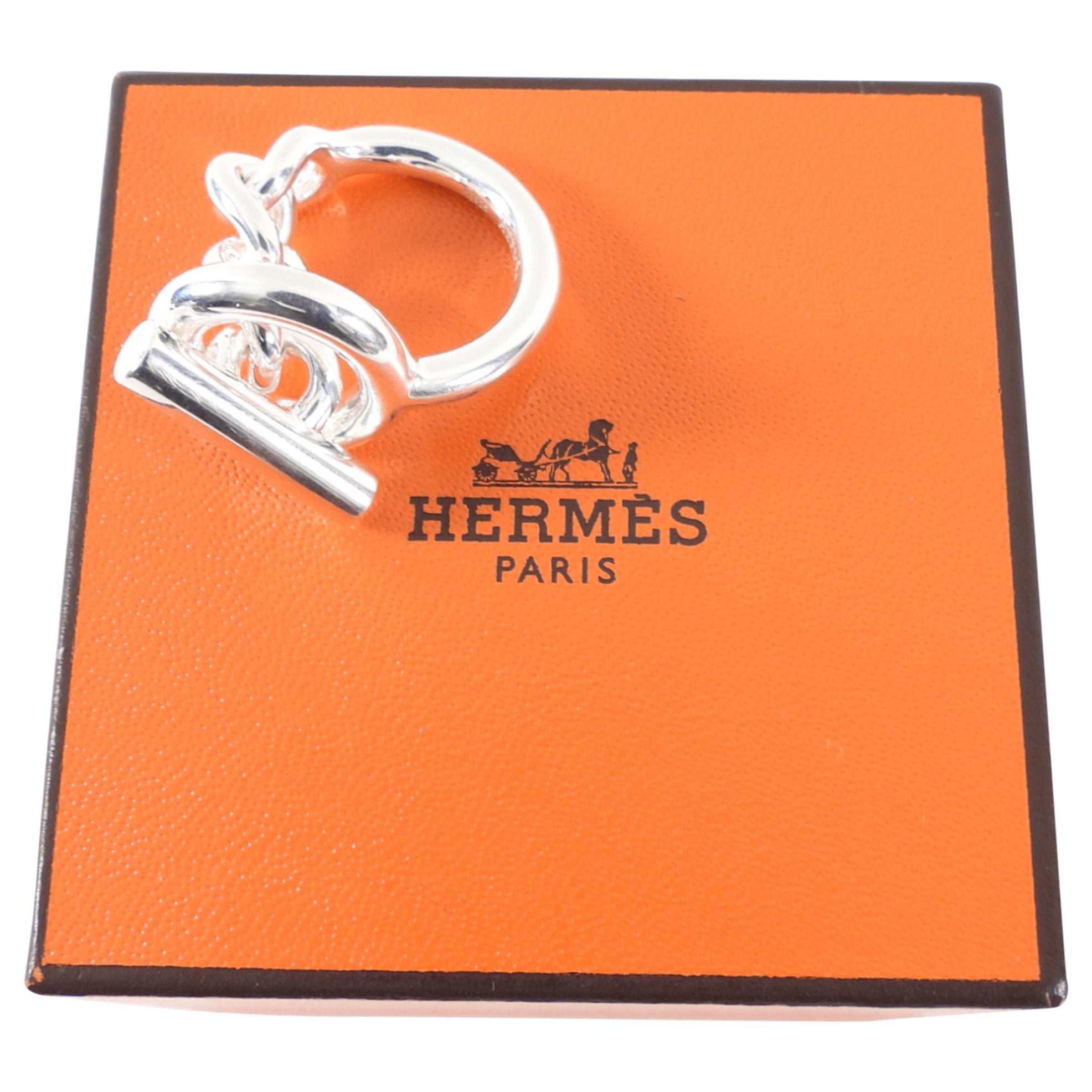 Hermes Sterling Silver Croisette Ring Large Model - Size 54 / 7