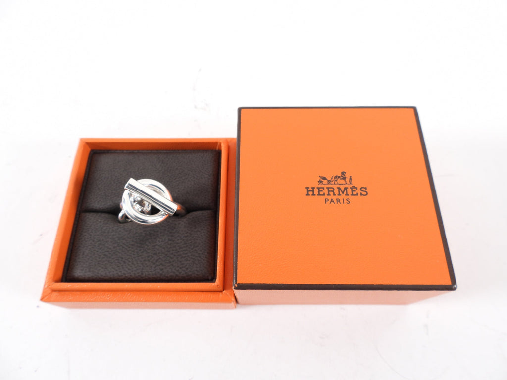 Hermes Sterling Silver Croisette Ring Large Model - Size 54 / 7