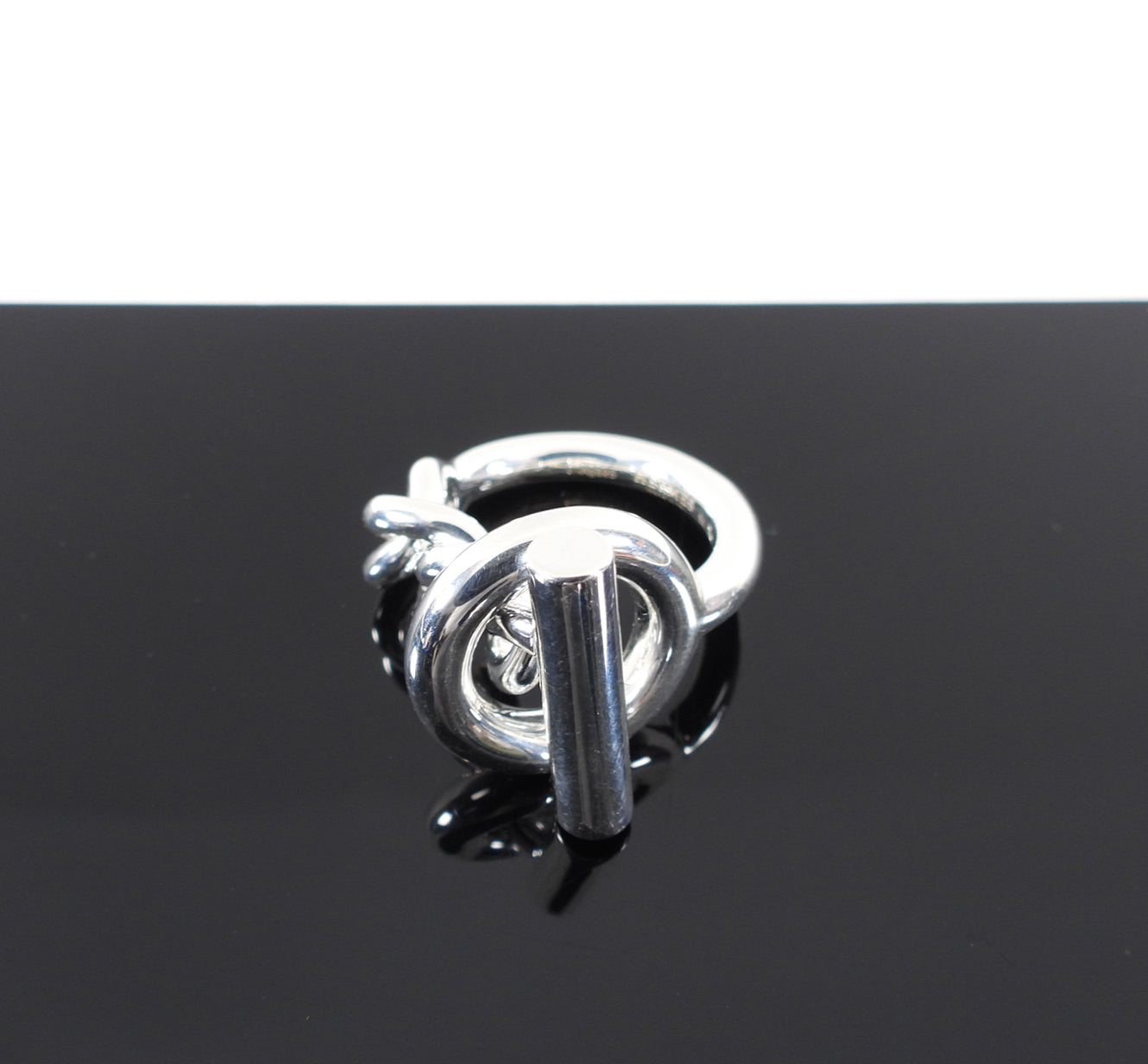 Hermes Sterling Silver Croisette Ring Large Model - Size 54 / 7