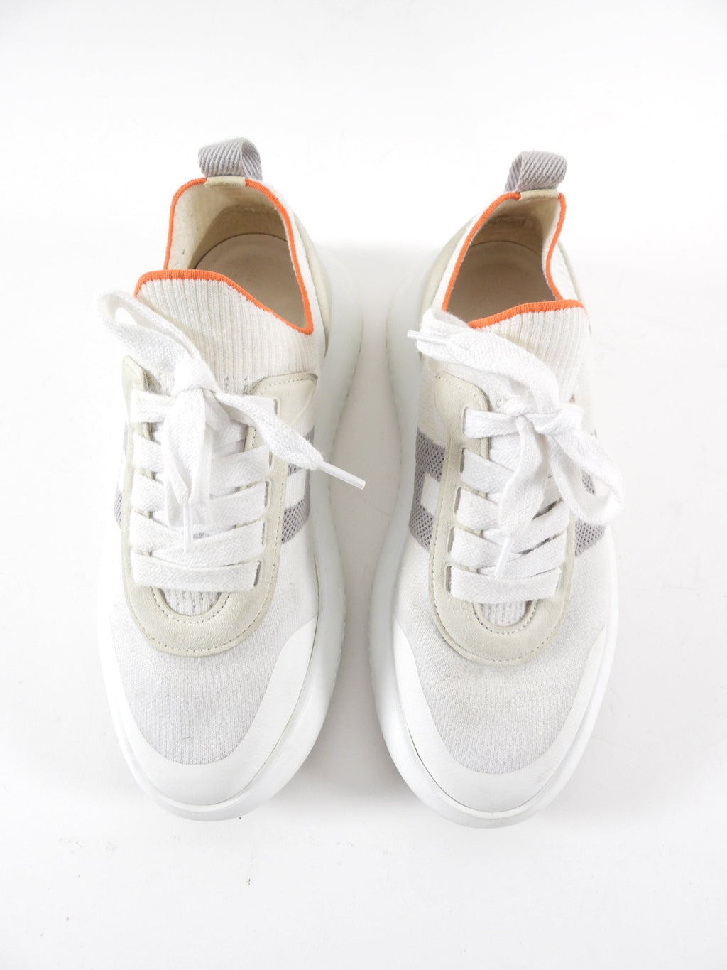 Hermes White Stretch Sock Crew Sneakers - 35.5