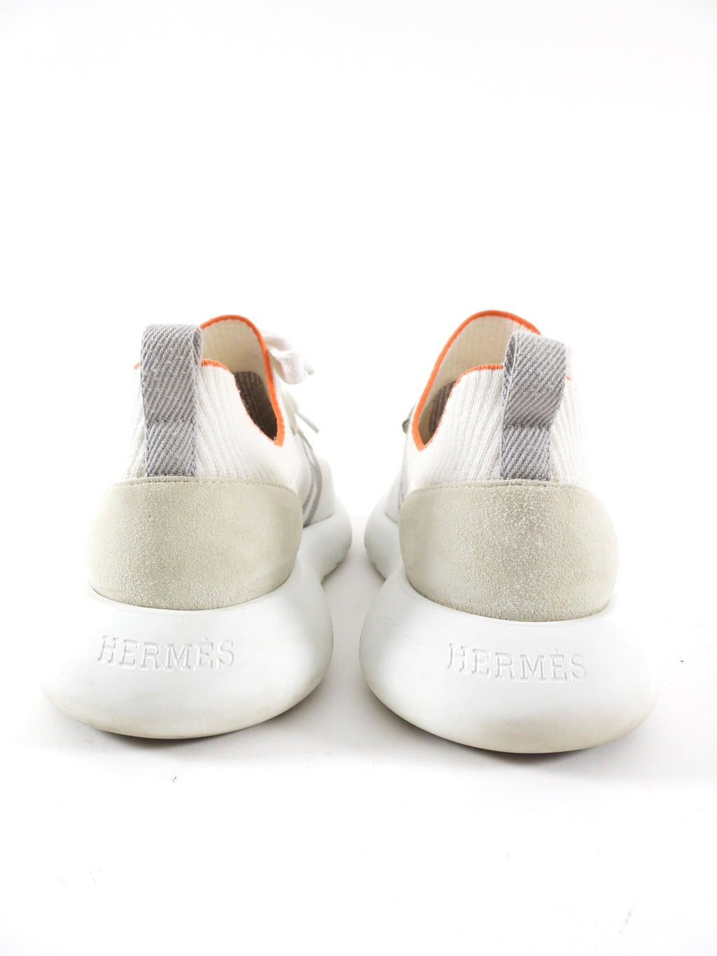 Hermes White Stretch Sock Crew Sneakers - 35.5