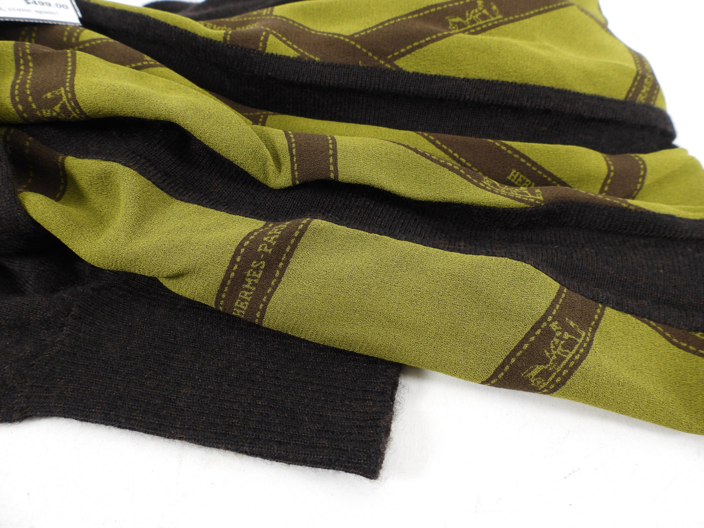 Hermes Dark Brown and Green Logo Zip igan - L