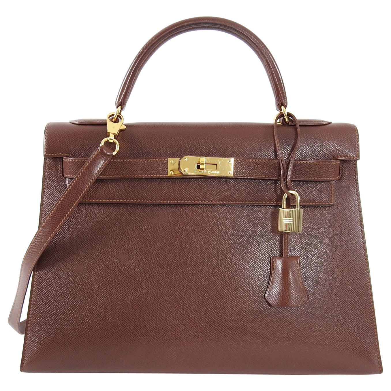 Hermes Vintage 1992 Marron Fonce Kelly 32 Sellier Courcheval Leather GHW