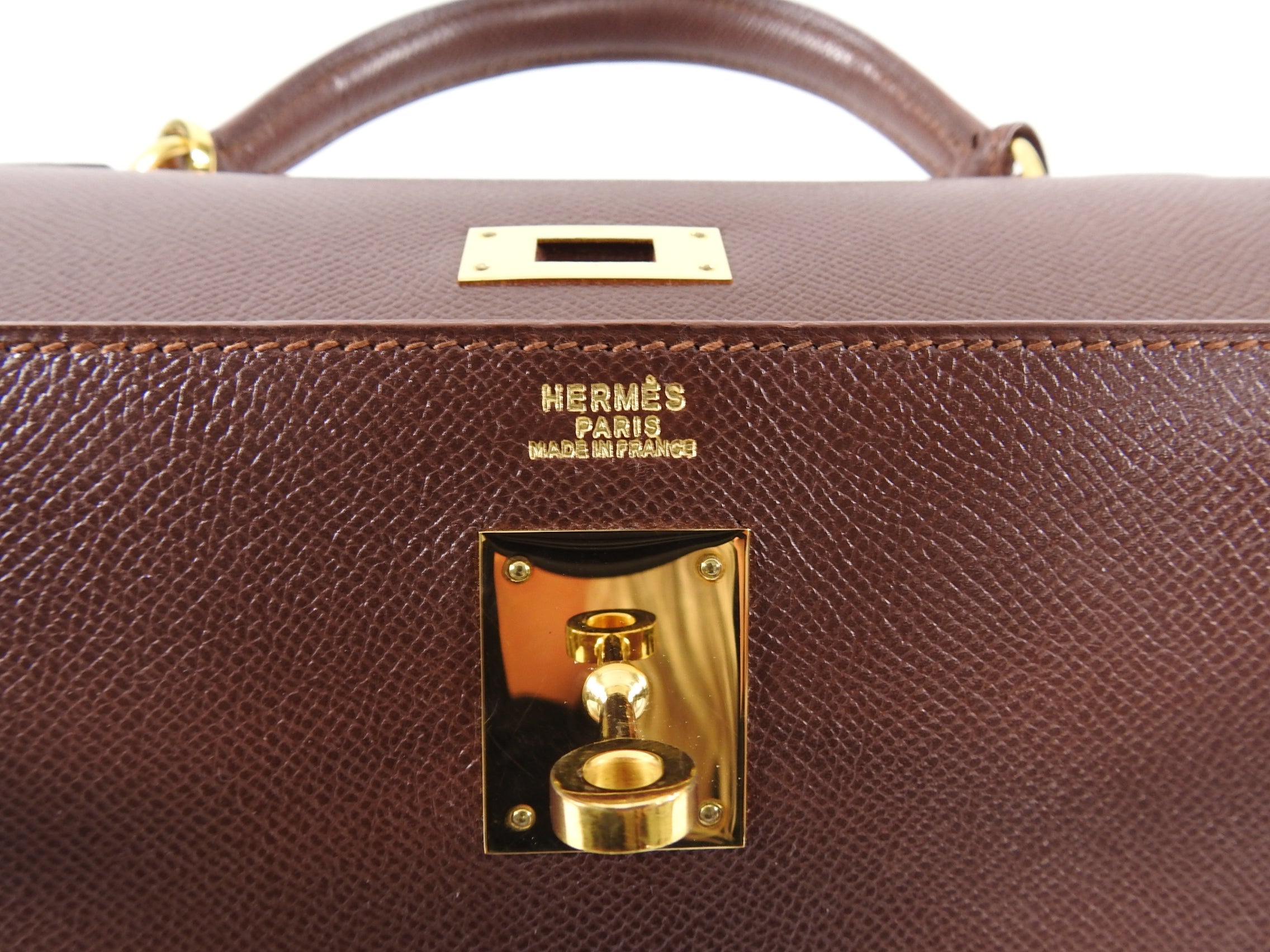 Hermes Vintage 1992 Marron Fonce Kelly 32 Sellier Courcheval Leather GHW