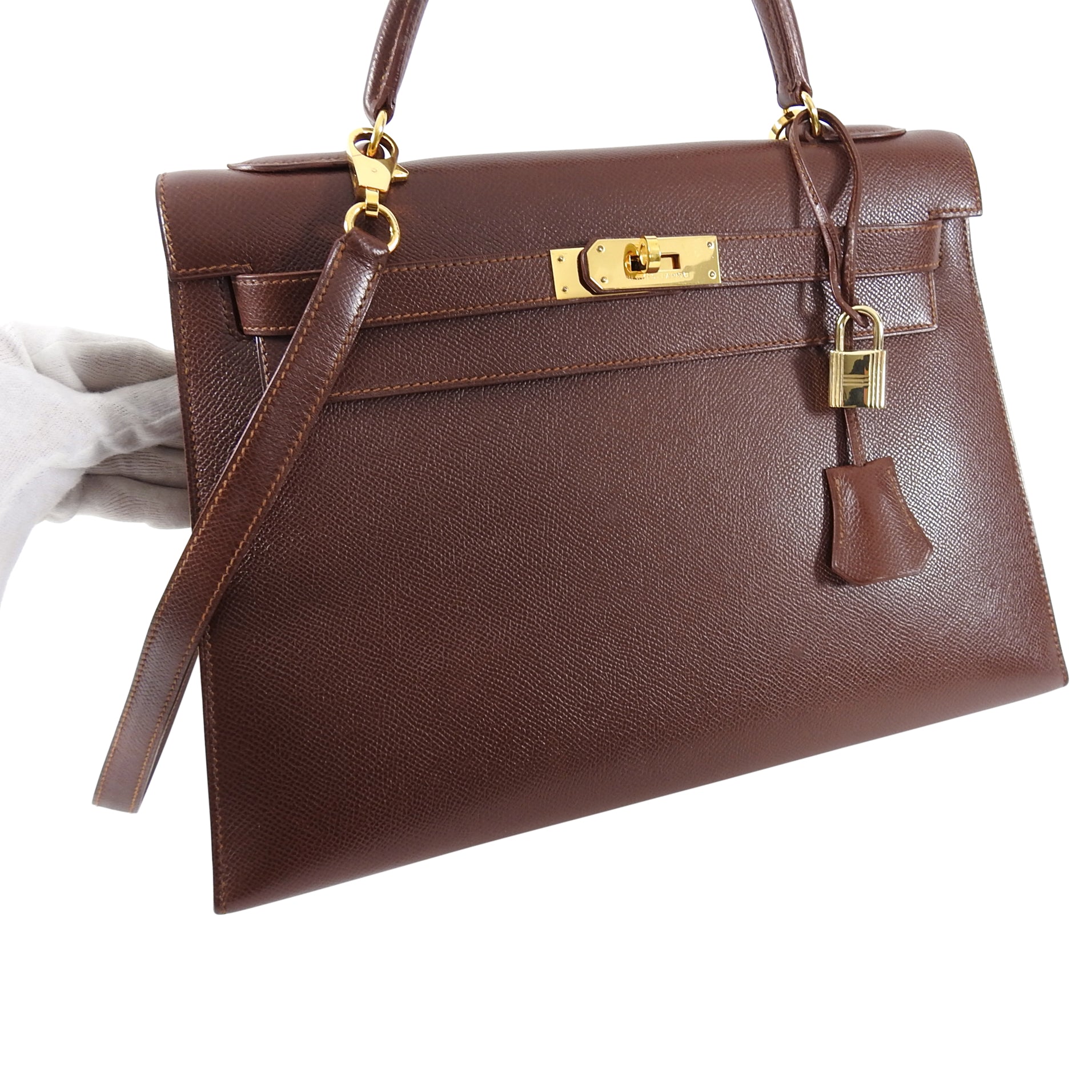 Hermes Vintage 1992 Marron Fonce Kelly 32 Sellier Courcheval Leather GHW