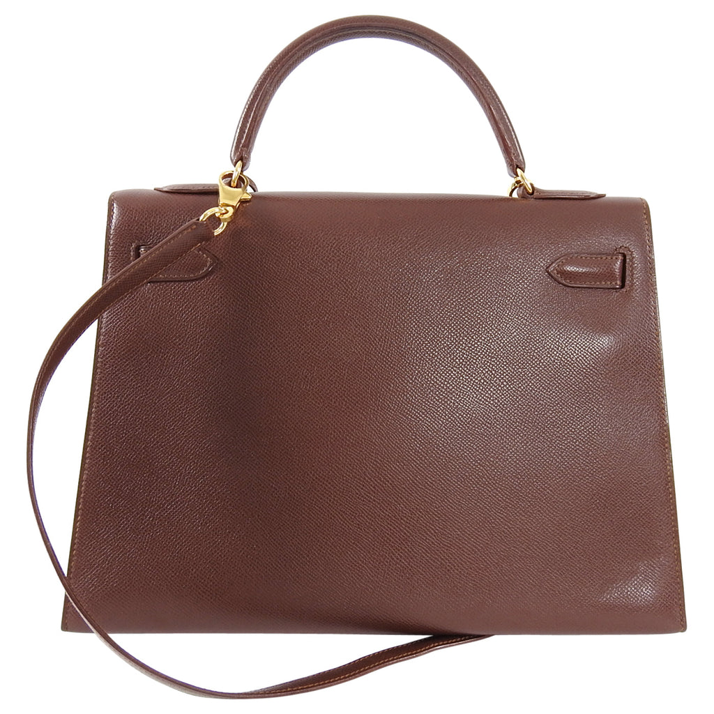 Hermes Vintage 1992 Marron Fonce Kelly 32 Sellier Courcheval Leather GHW
