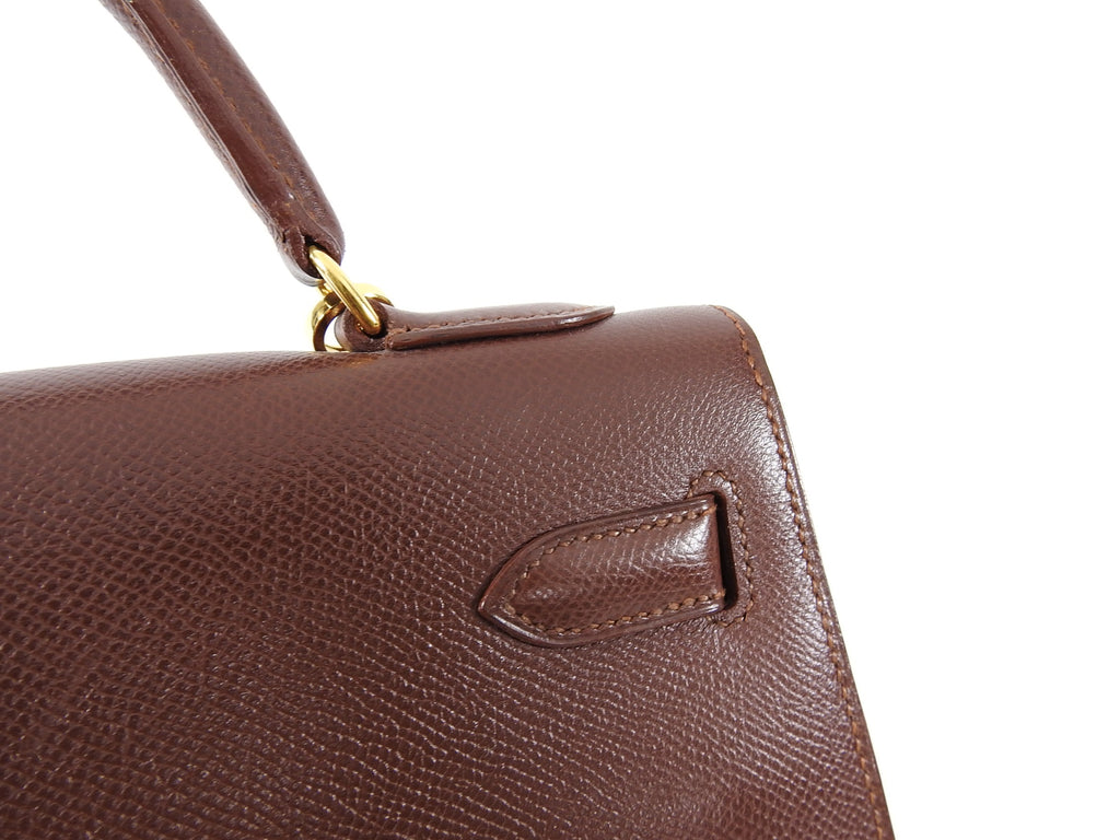 Hermes Vintage 1992 Marron Fonce Kelly 32 Sellier Courcheval Leather GHW