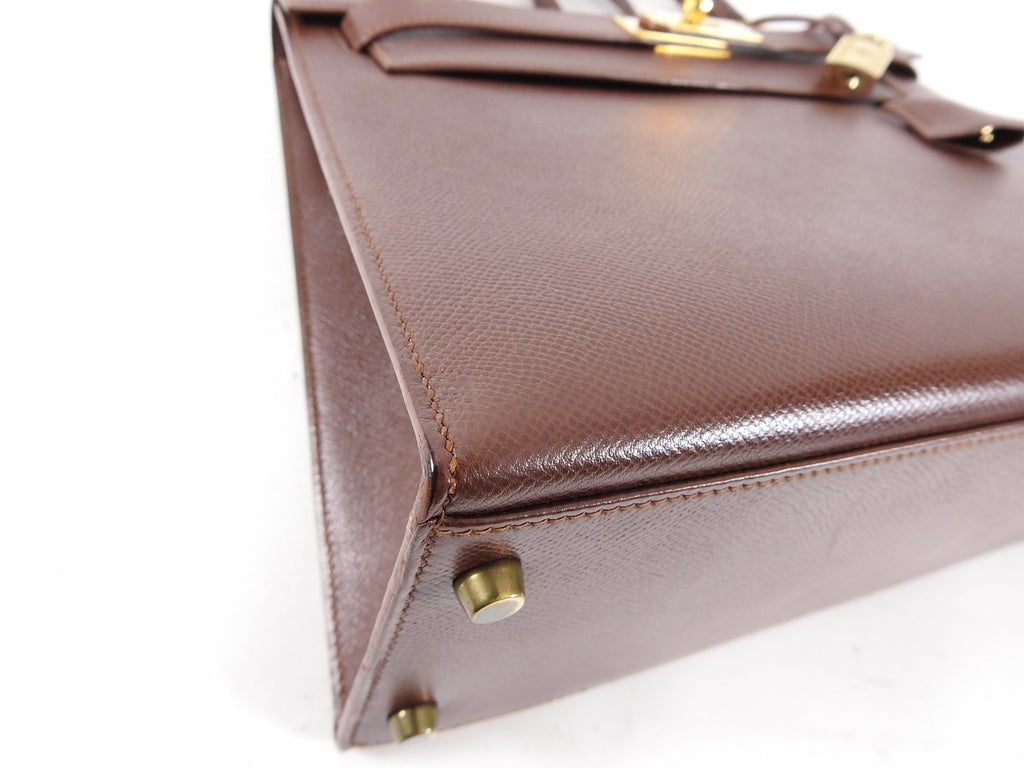 Hermes Vintage 1992 Marron Fonce Kelly 32 Sellier Courcheval Leather GHW