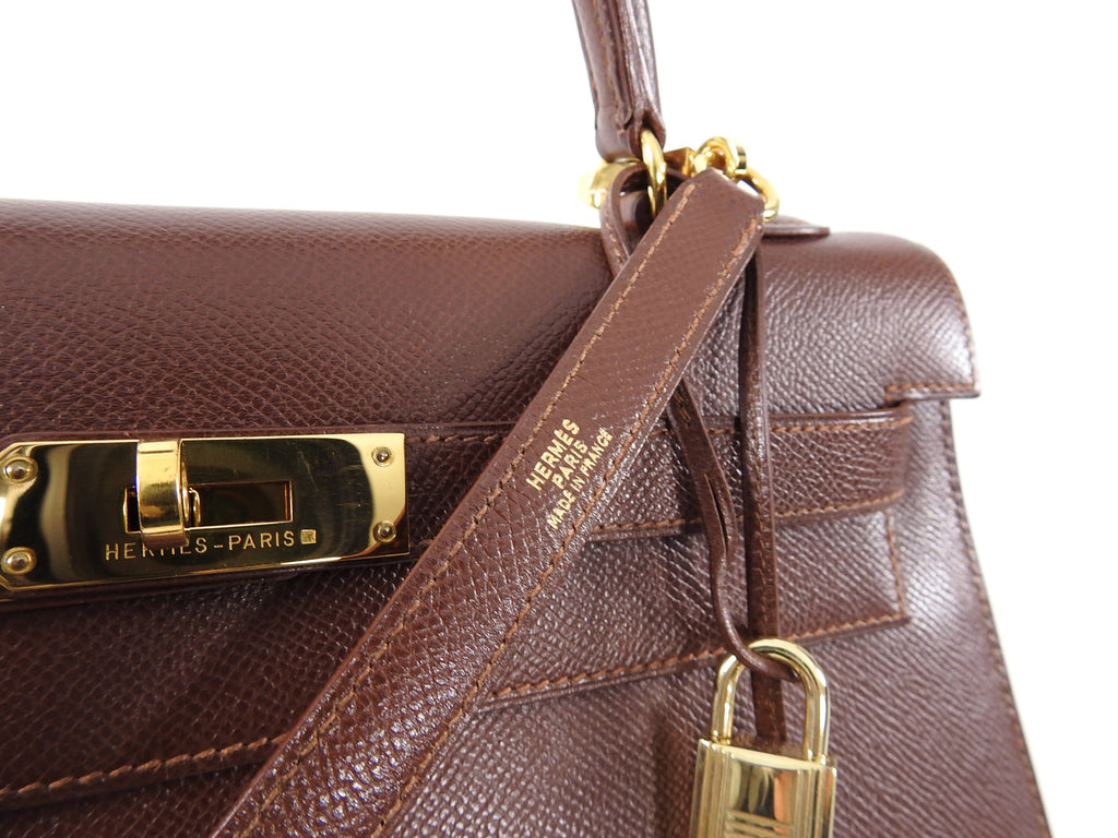 Hermes Vintage 1992 Marron Fonce Kelly 32 Sellier Courcheval Leather GHW