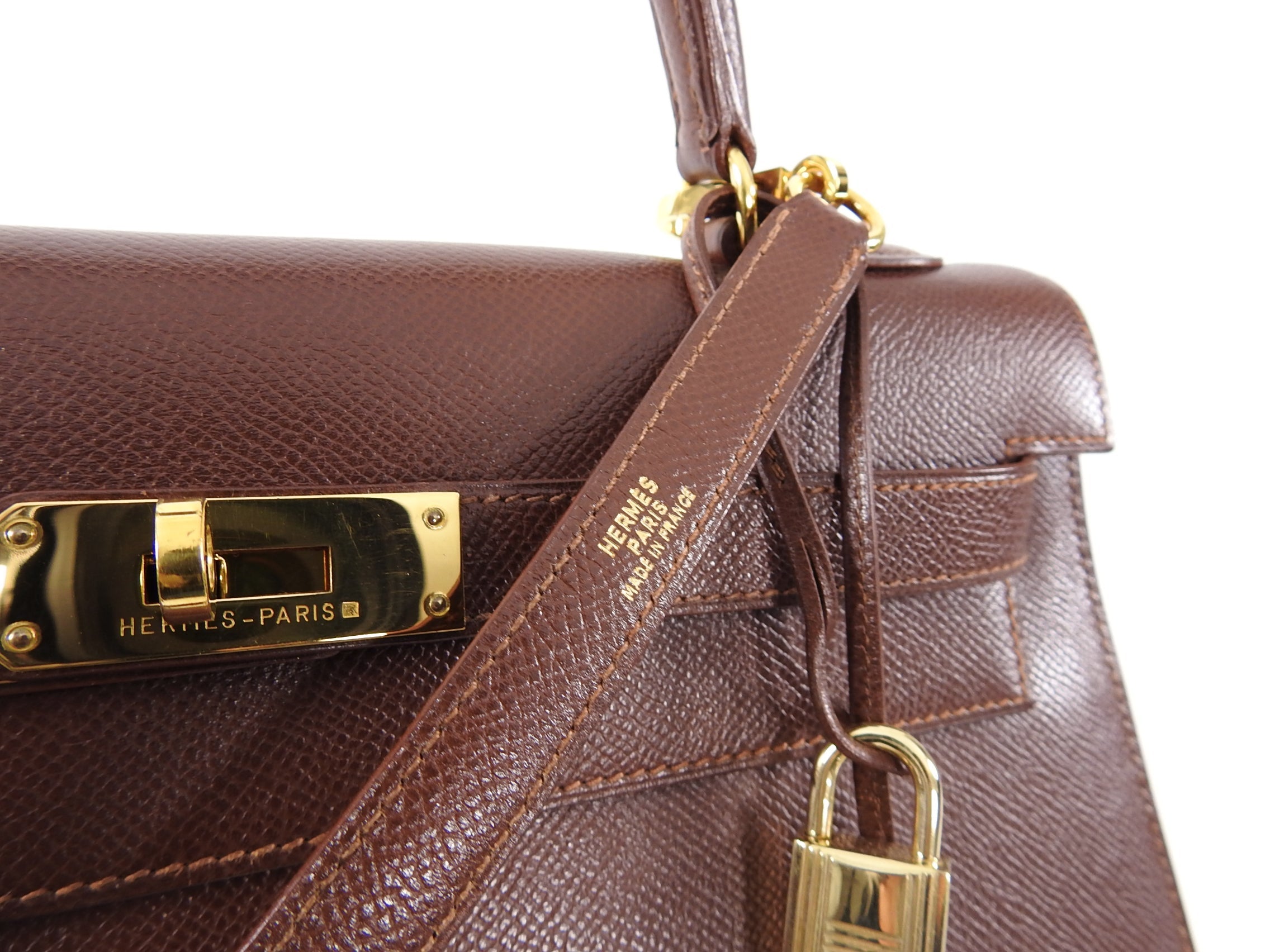 Hermes Vintage 1992 Marron Fonce Kelly 32 Sellier Courcheval Leather GHW