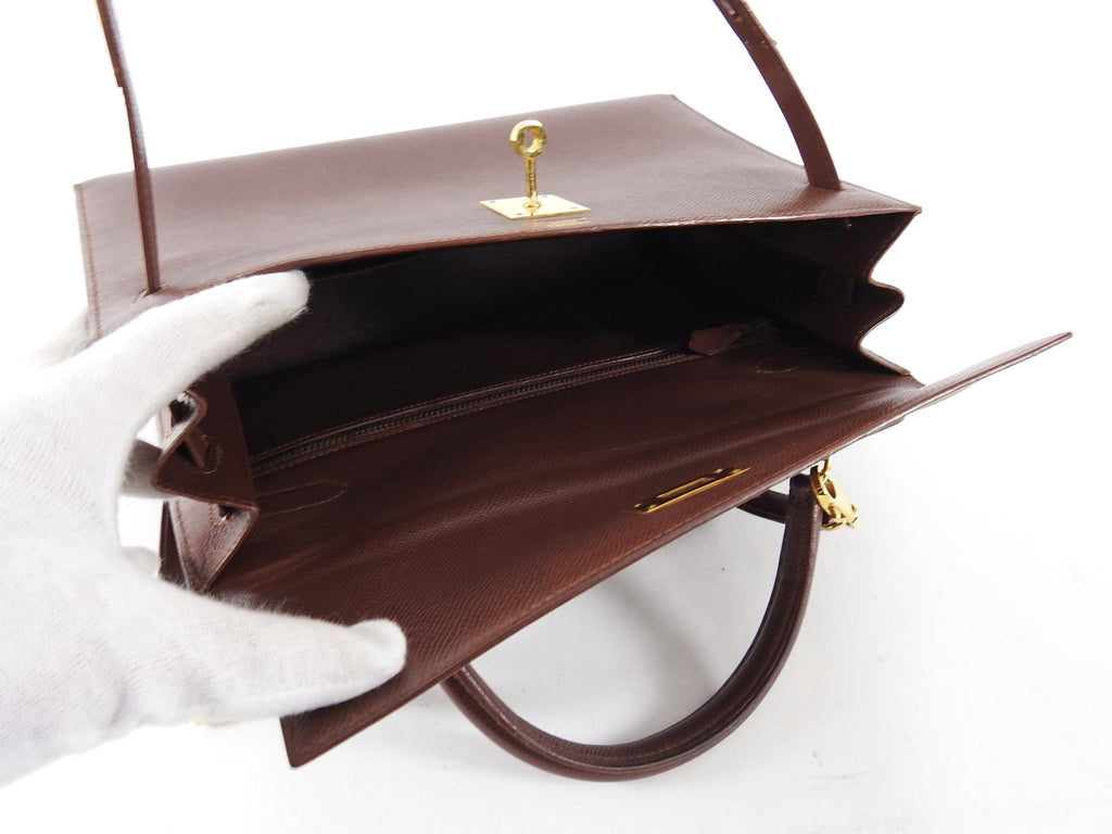 Hermes Vintage 1992 Marron Fonce Kelly 32 Sellier Courcheval Leather GHW