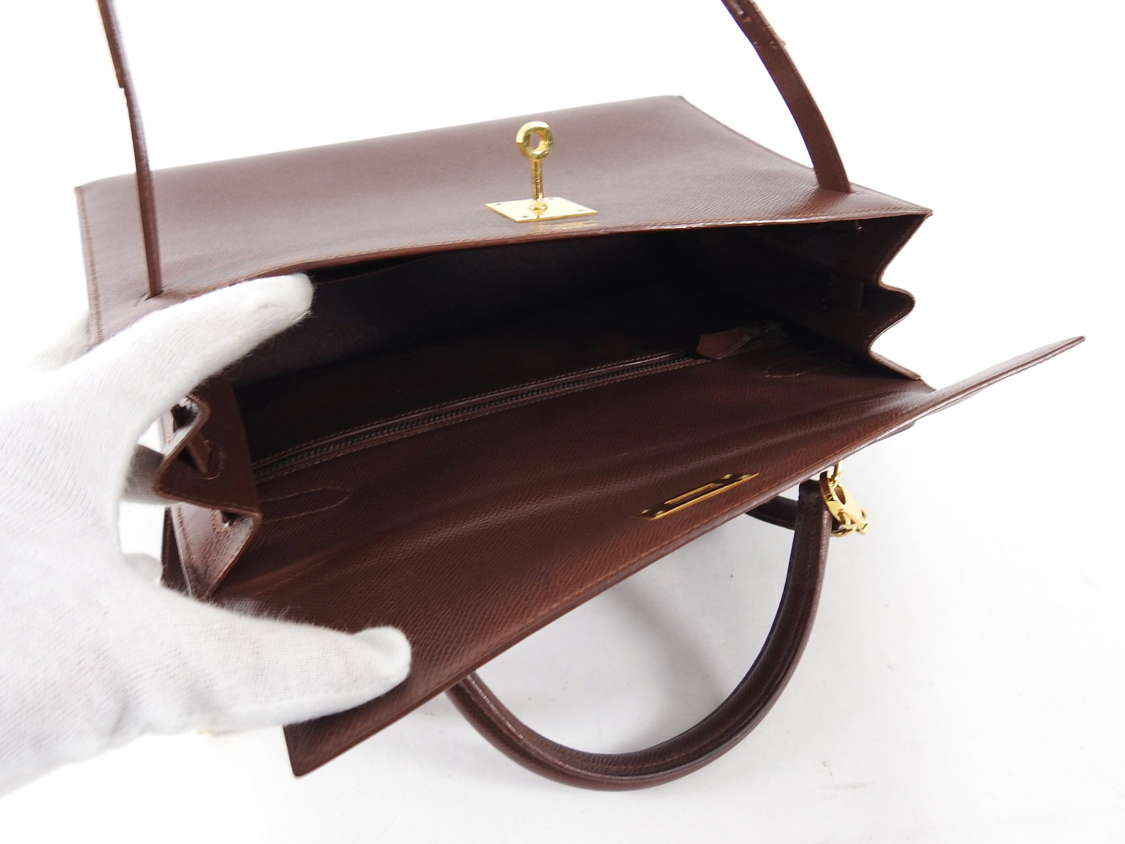 Hermes Vintage 1992 Marron Fonce Kelly 32 Sellier Courcheval Leather GHW