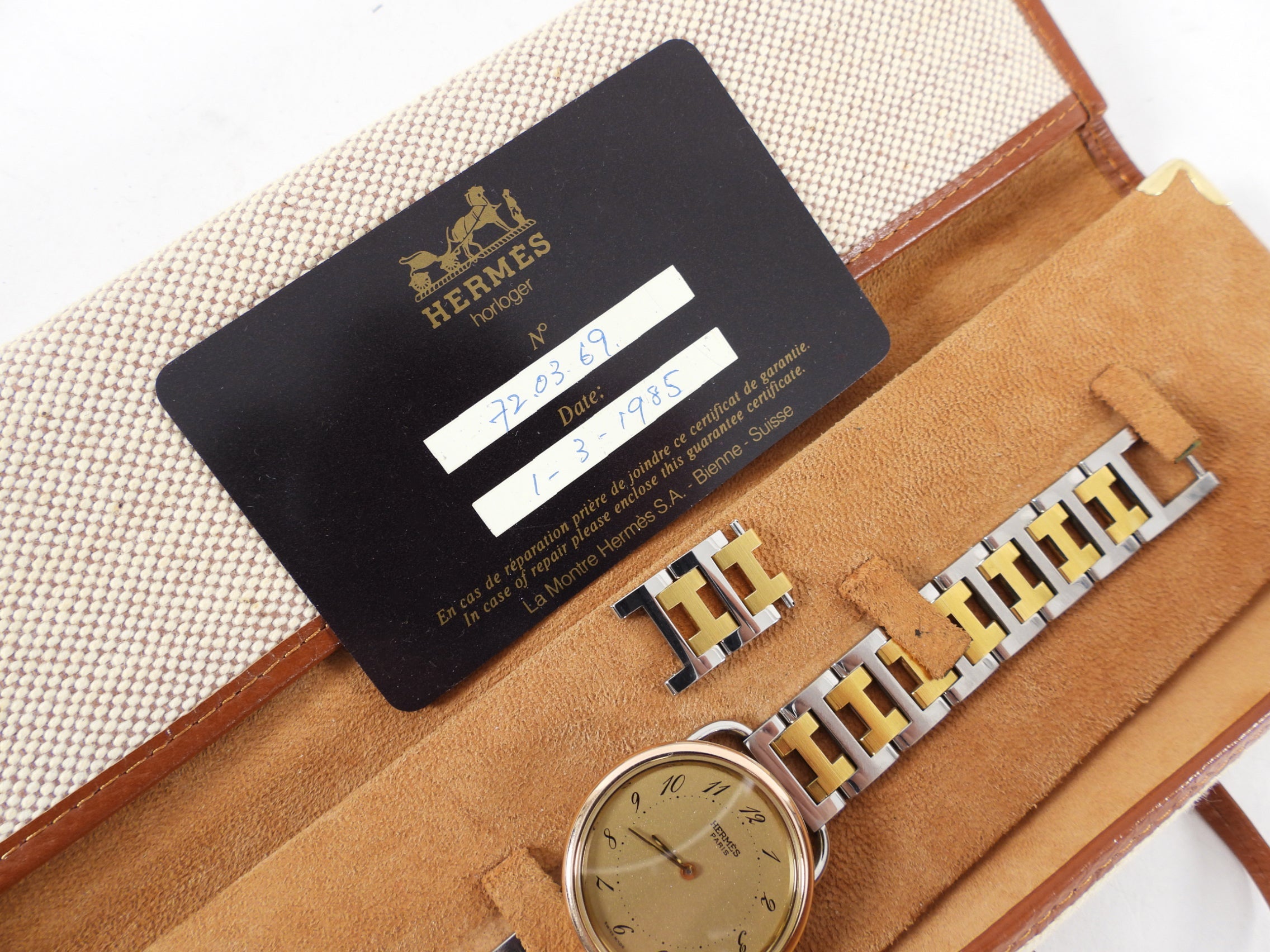 Hermes Vintage 1985 Arceau H Band Watch
