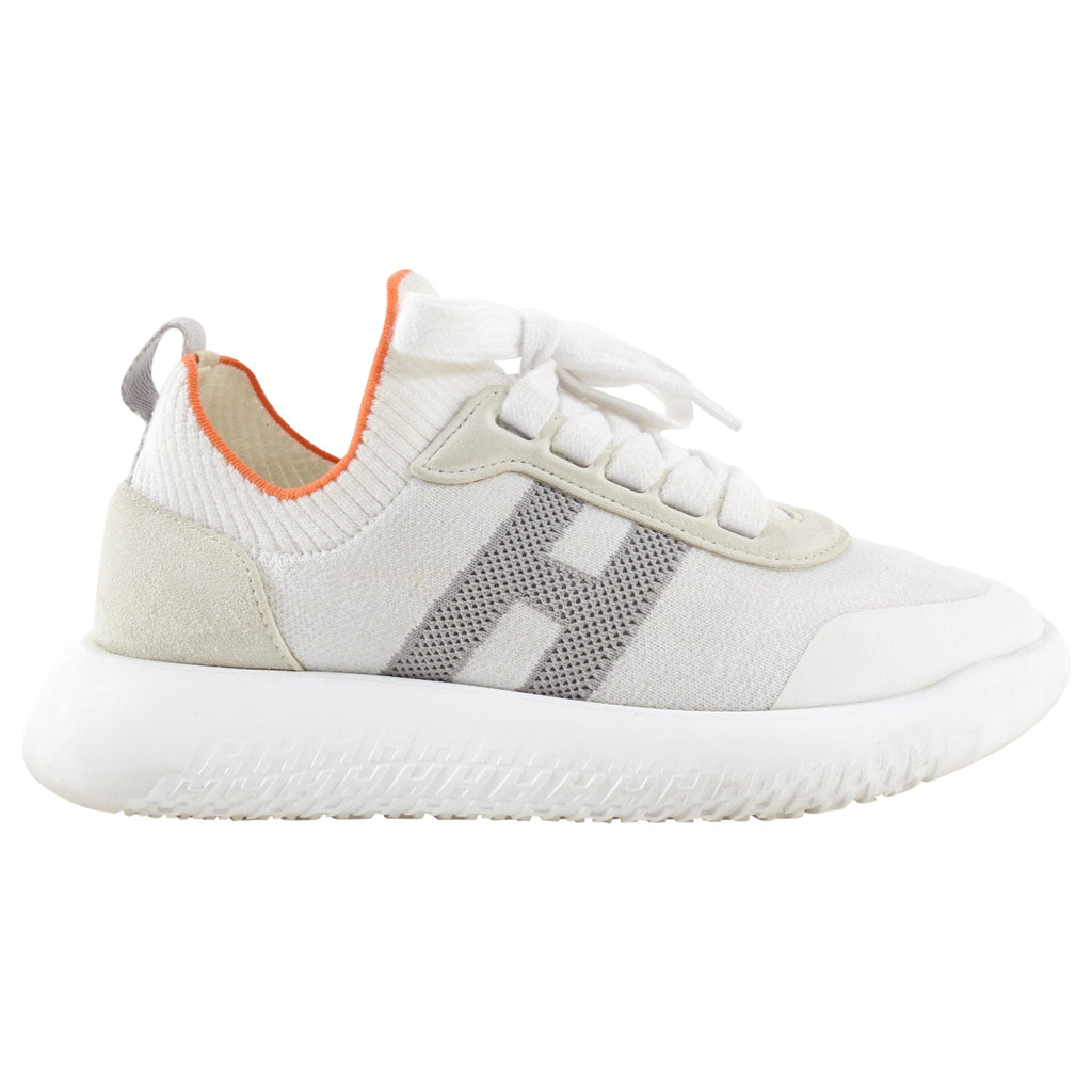 Hermes White Stretch Sock Crew Sneakers - 35.5