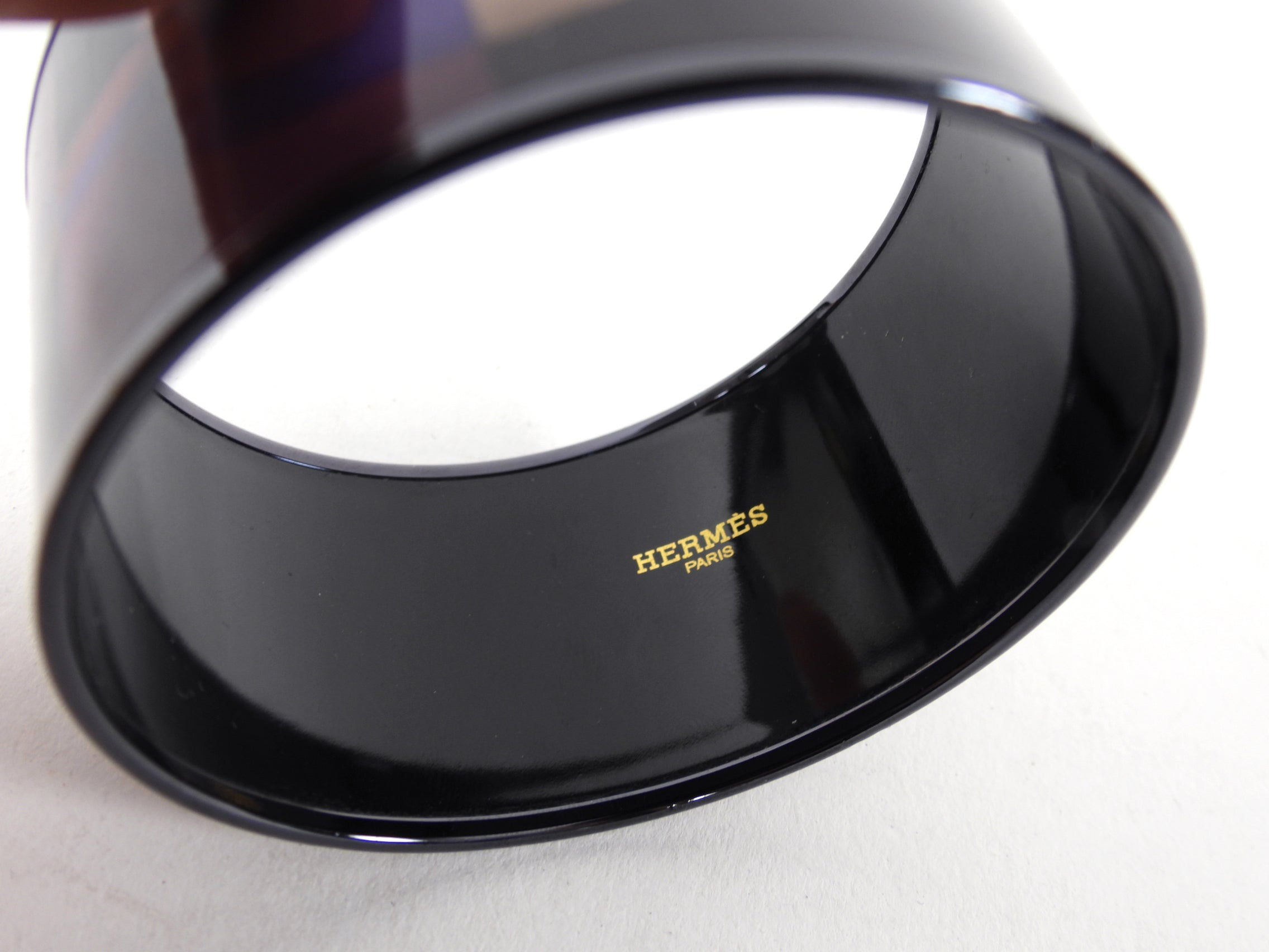 Hermes Extra Wide Printed Black Chaine D’Ancre Bangle Bracelet