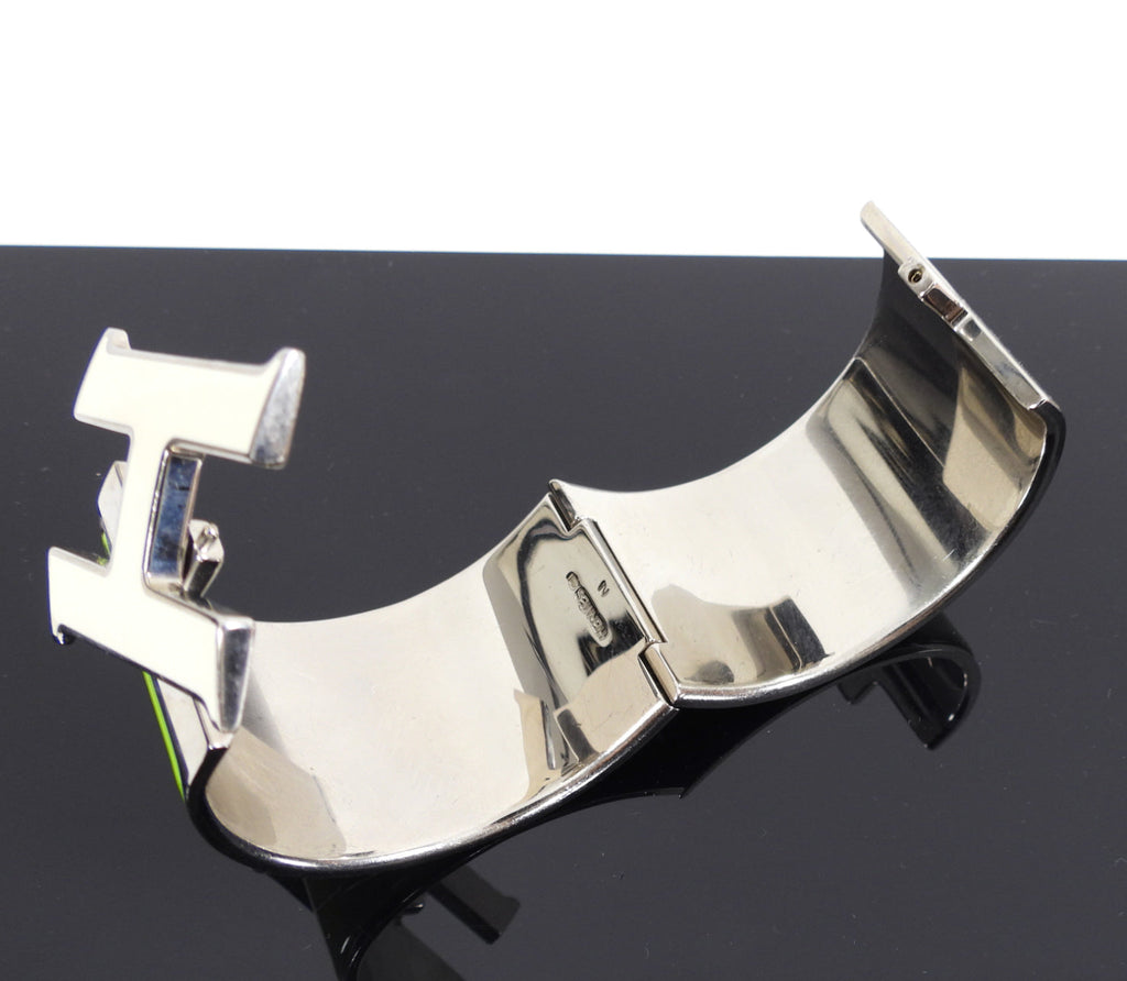 Hermes Clic H XL Enamel Bracelet - Green and Ivory