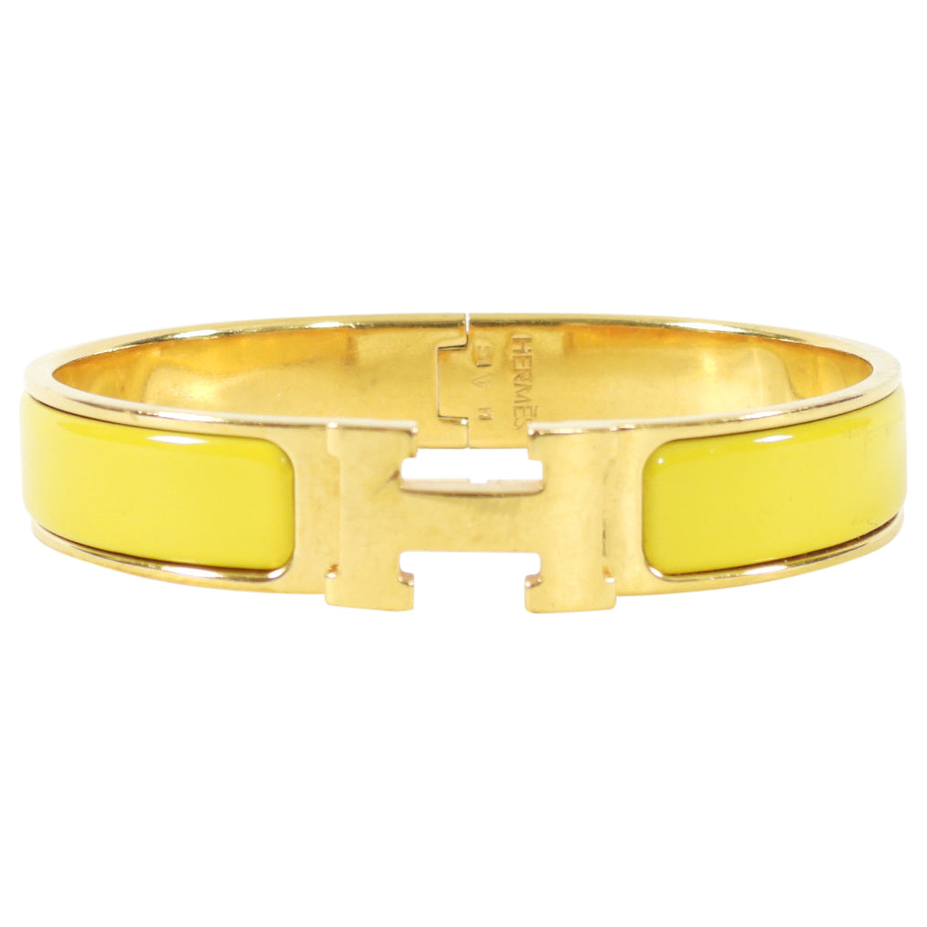 Hermes Clic H Narrow Gold and Yellow Bangle Bracelet - GM