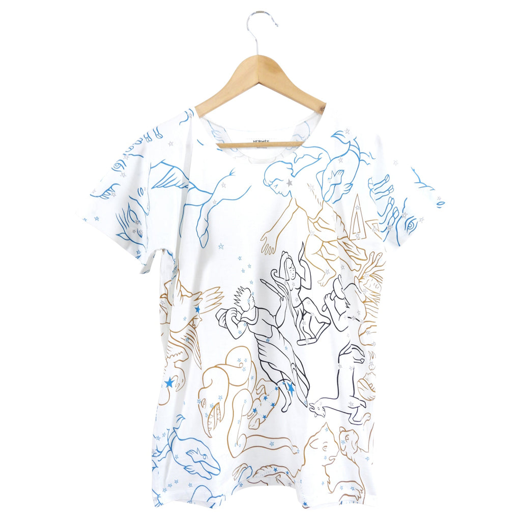 Hermes White Zodiac Printed T-Shirt - FR38 / 6 / S