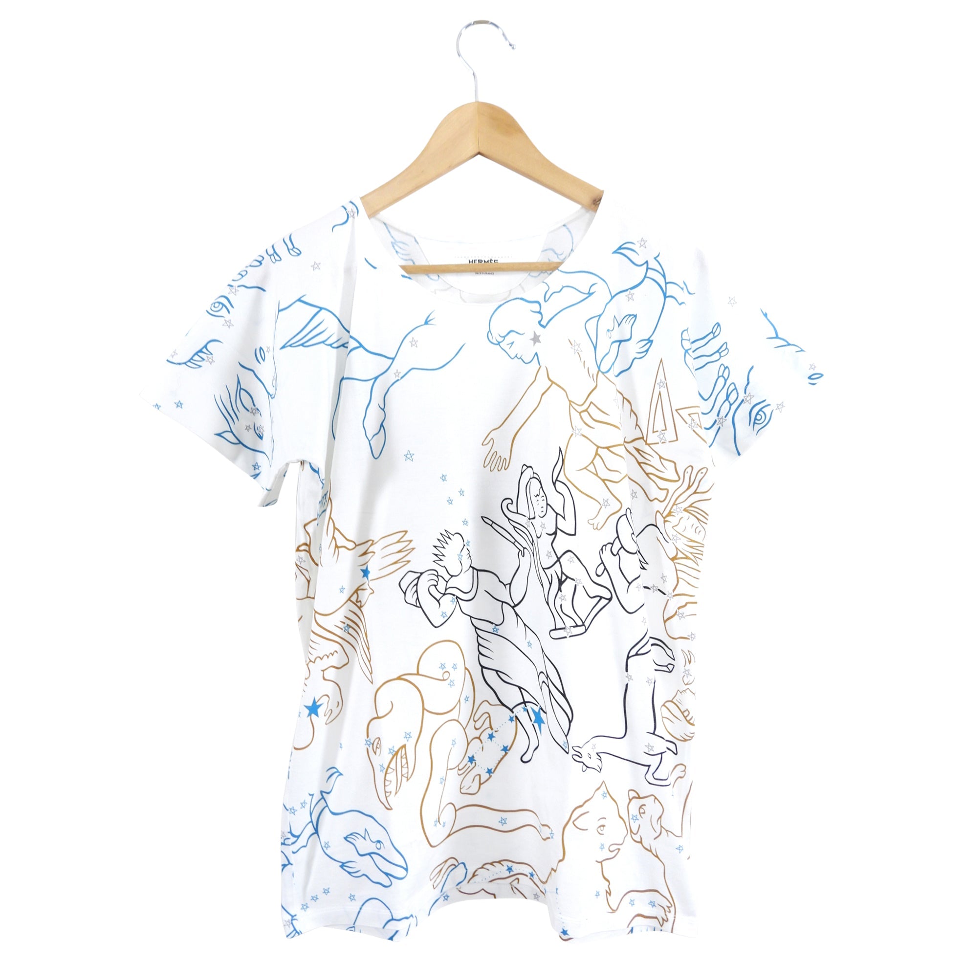 Hermes White Zodiac Printed T-Shirt - FR38 / 6 / S