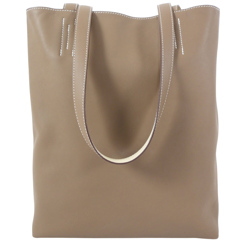 Hermes Taupe Craie Neo Double Sens 35 Swift Leather Reversible Tote Bag