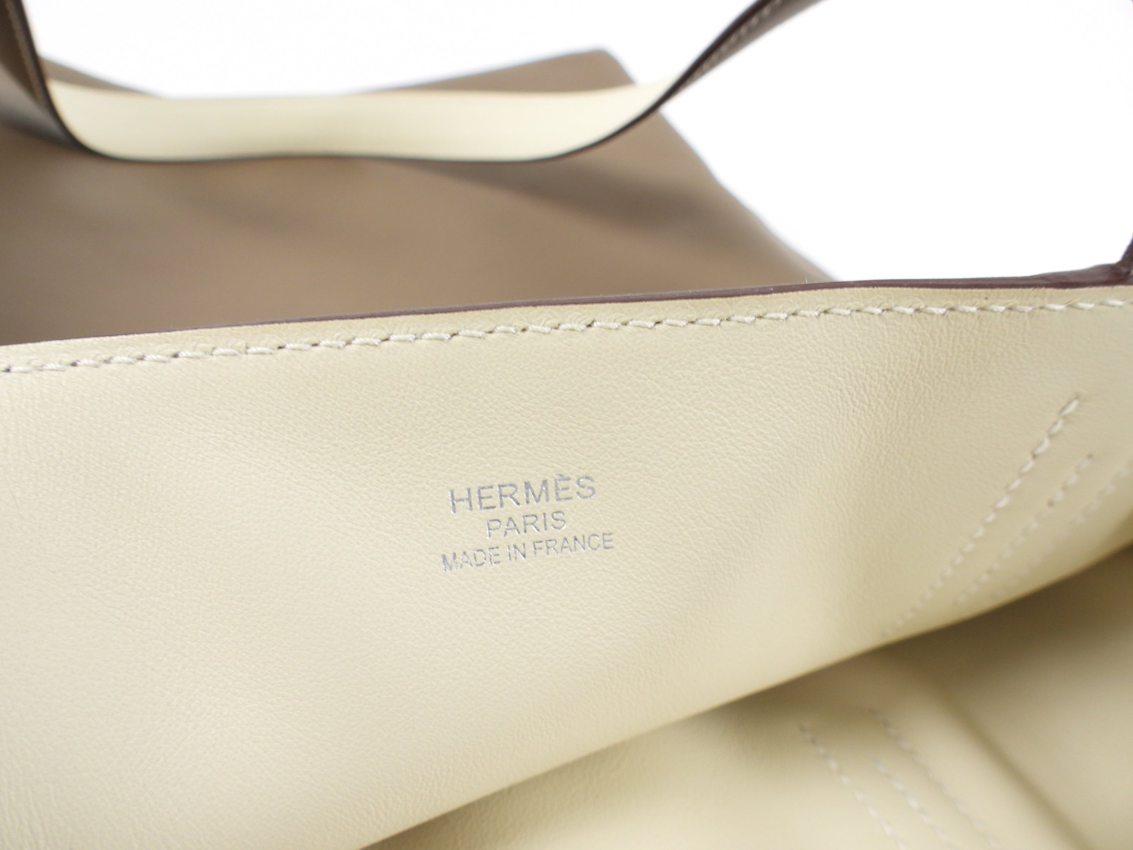 Hermes Taupe Craie Neo Double Sens 35 Swift Leather Reversible Tote Bag
