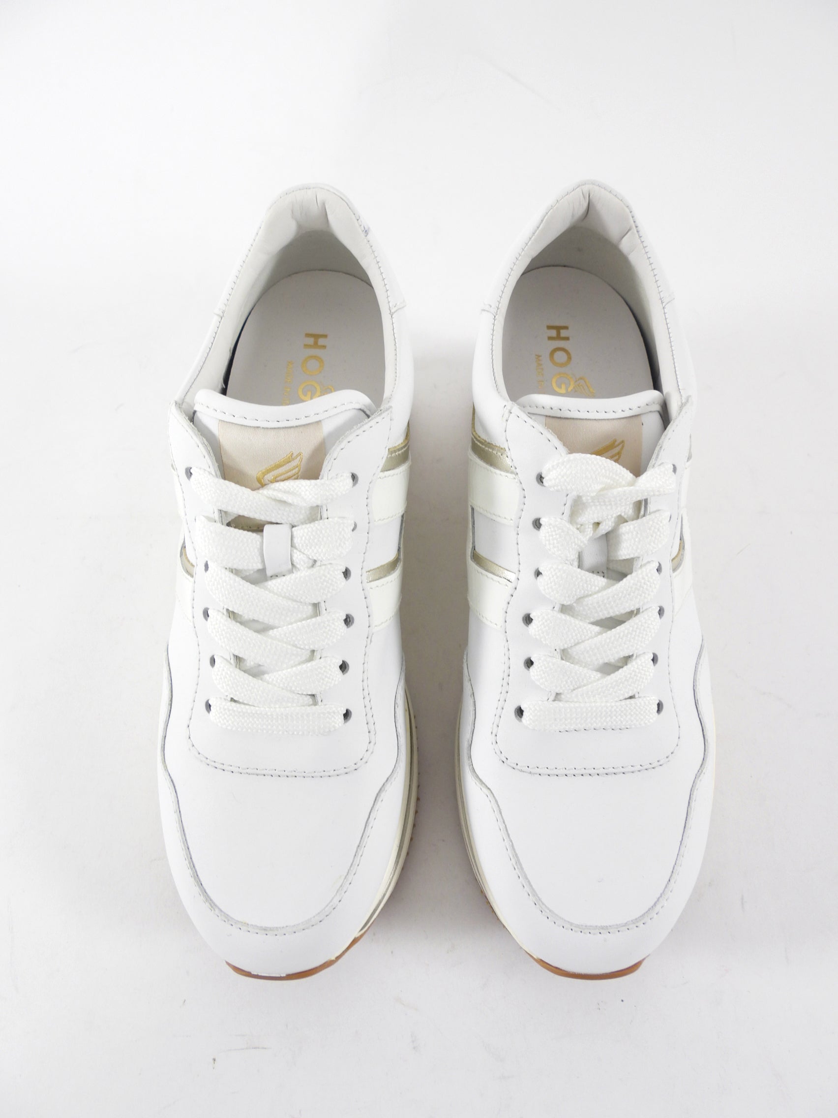 Hogan White Leather Midi H222 Platform Sneakers - 36.5