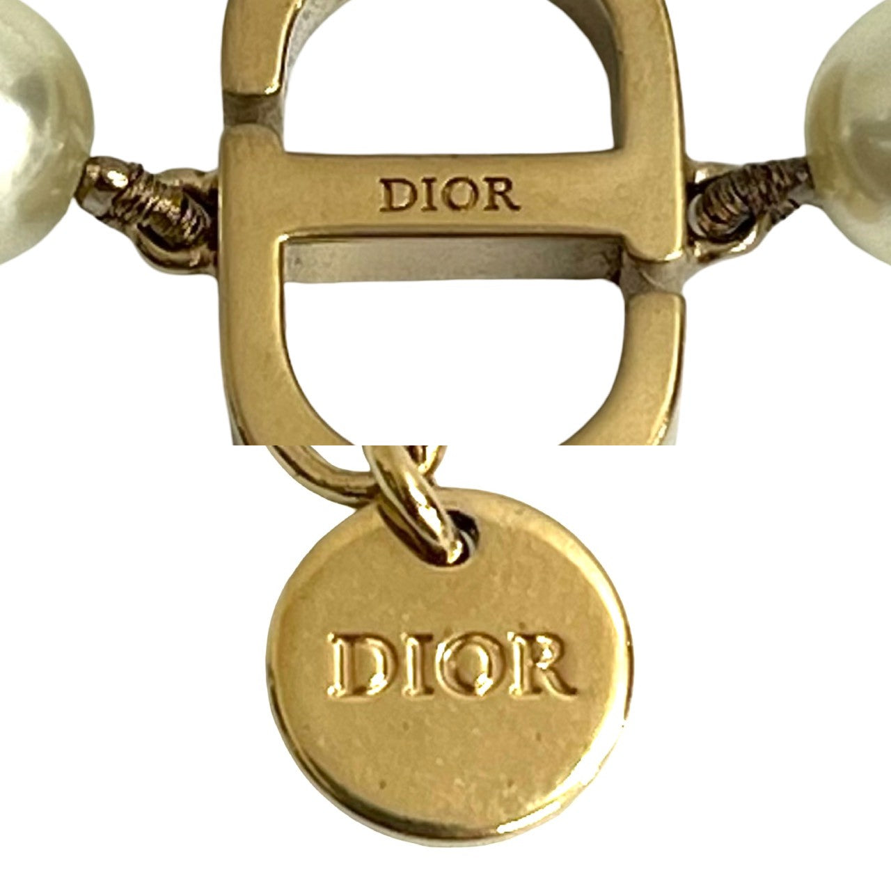 Christian Dior CD Logo Pearl Necklace