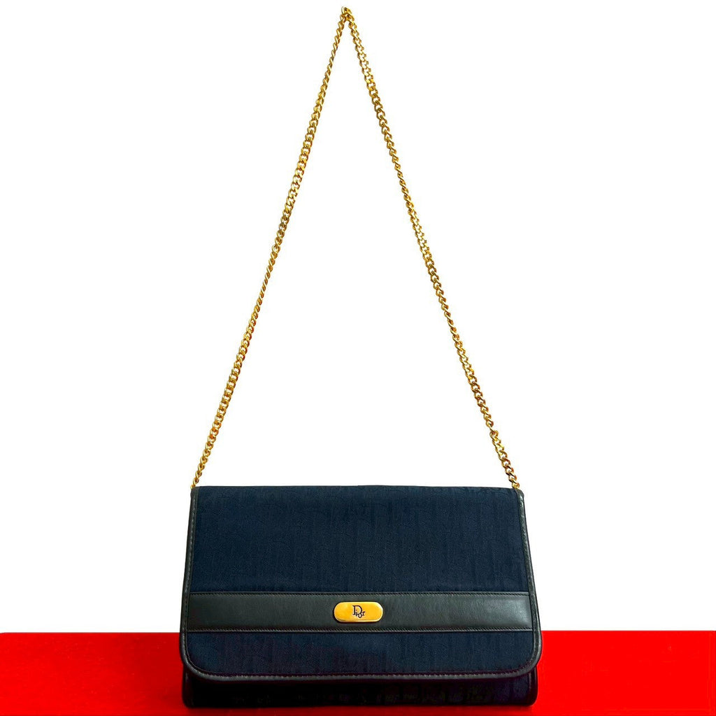 Christian Dior Trotter Leather Canvas Shoulder Bag