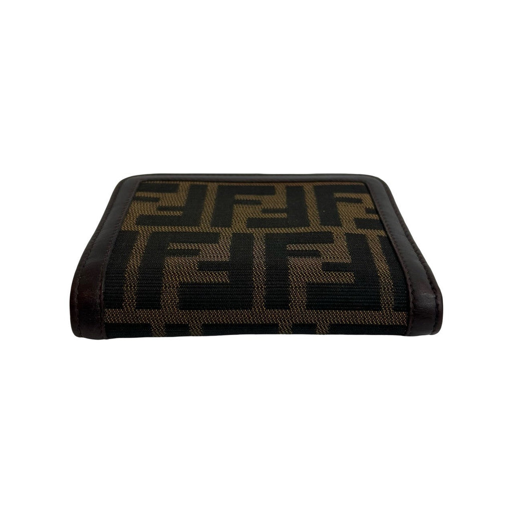 Fendi Zucca Canvas Leather Trifold Wallet