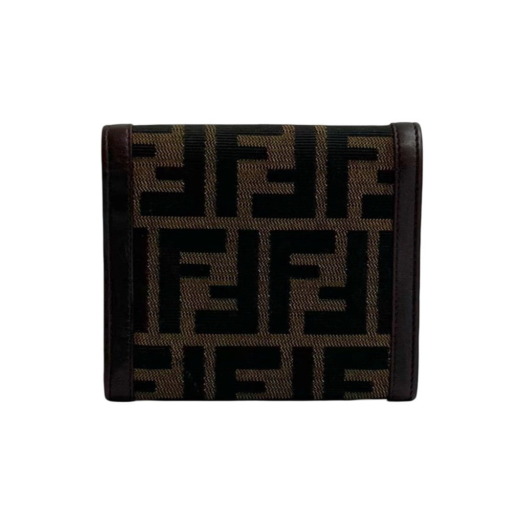 Fendi Zucca Canvas Leather Trifold Wallet