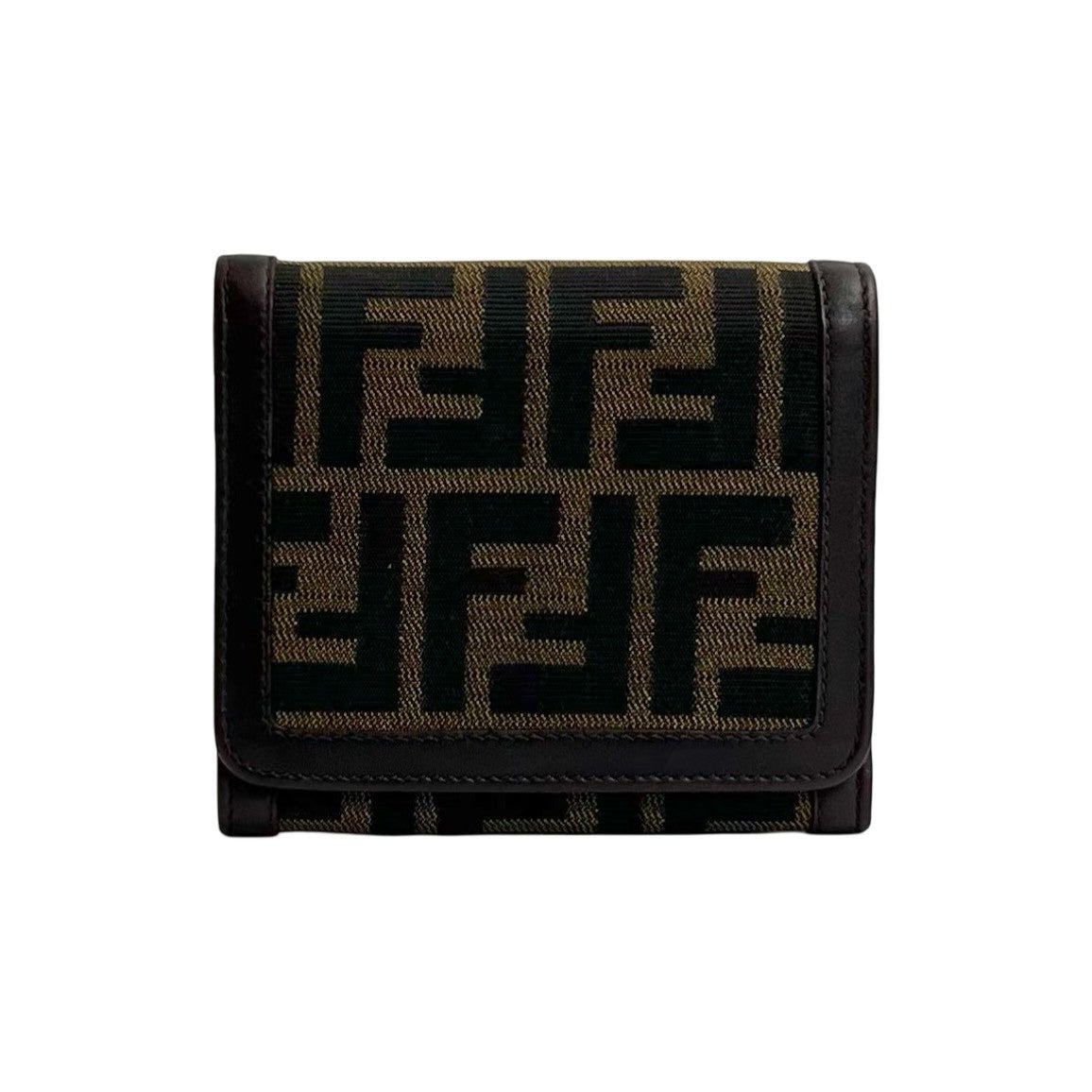 Fendi Zucca Canvas Leather Trifold Wallet