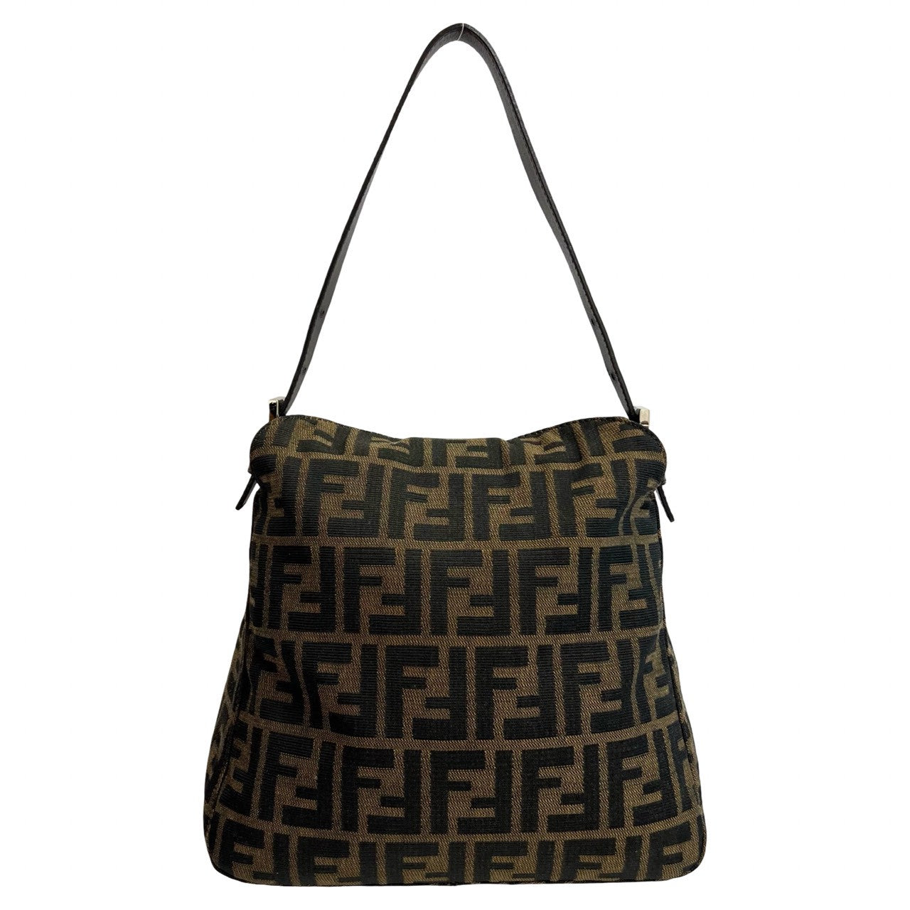 Fendi Mamma Baguette Canvas Leather Shoulder Bag