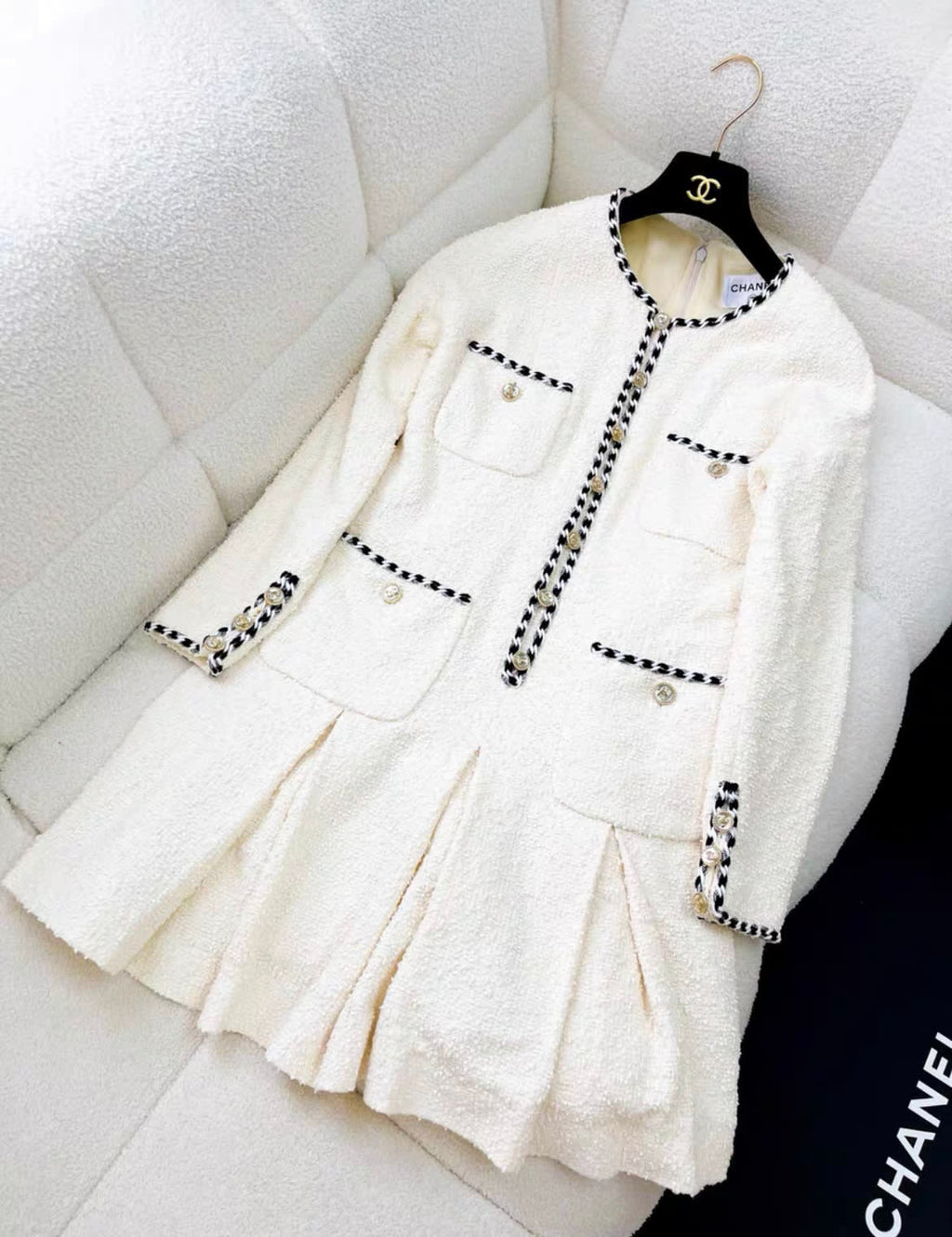 Chanel 21S four pocket off-white dress