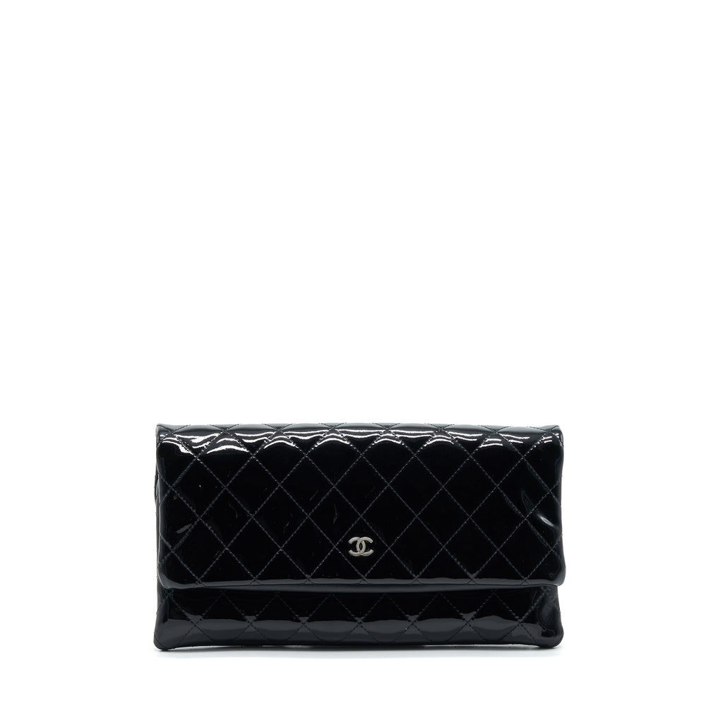 Chanel Fold Over Clutch Patent Leather Black