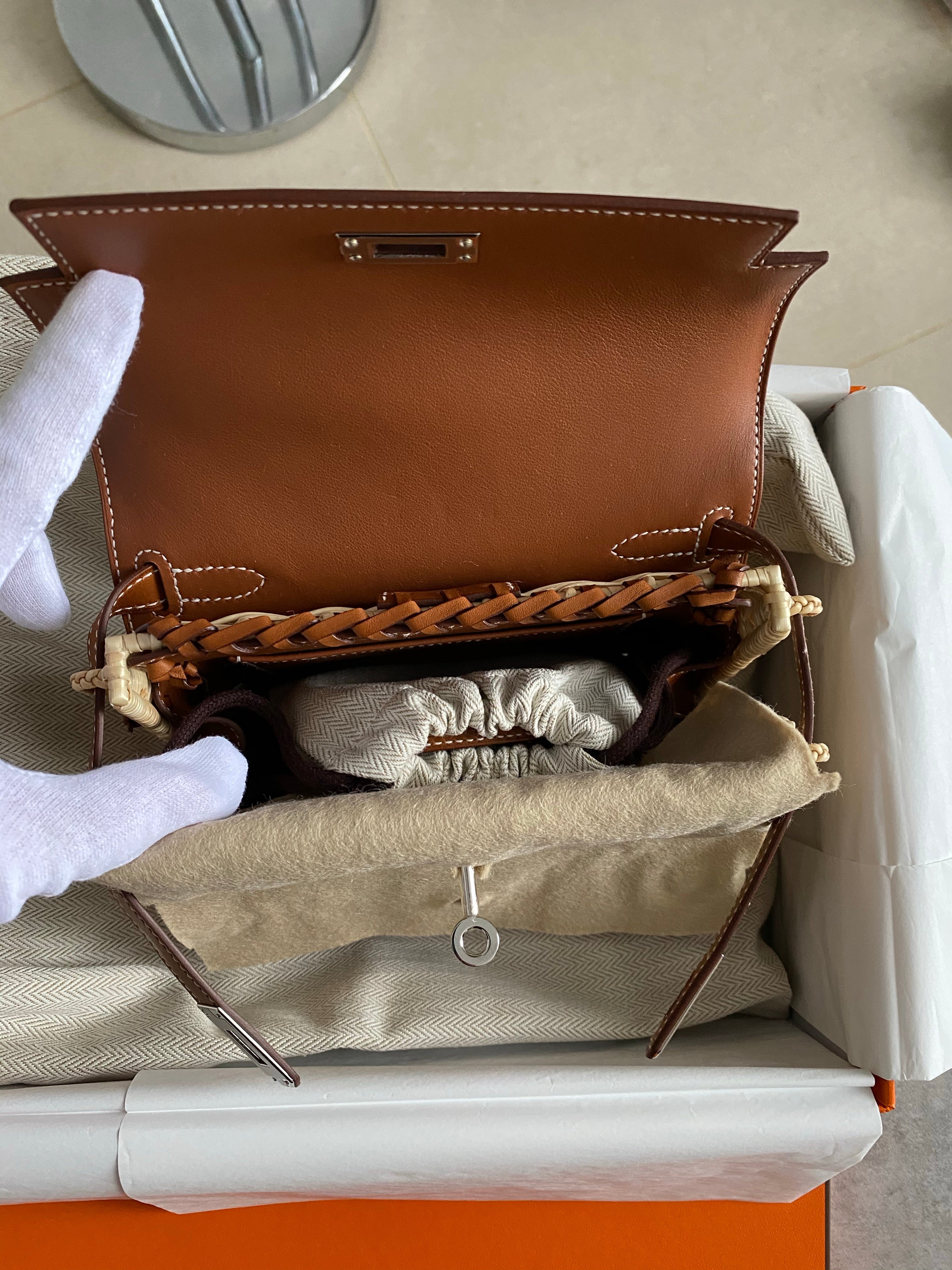 Hermes Kelly Picnic Mini 20cm Barenia and Osier Wicker Bag