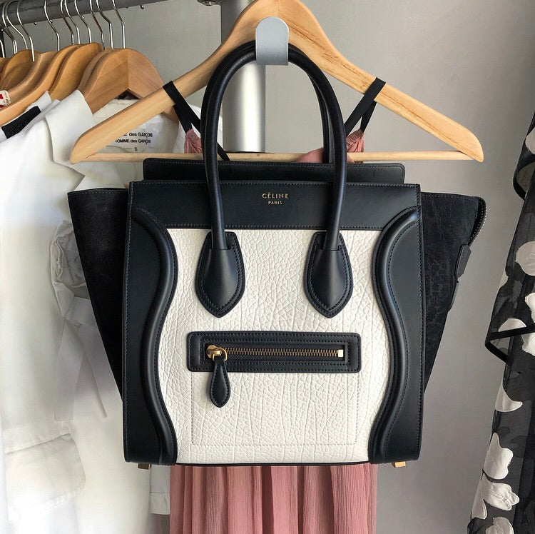 Celine Bicolor Micro Luggage Tote Bag