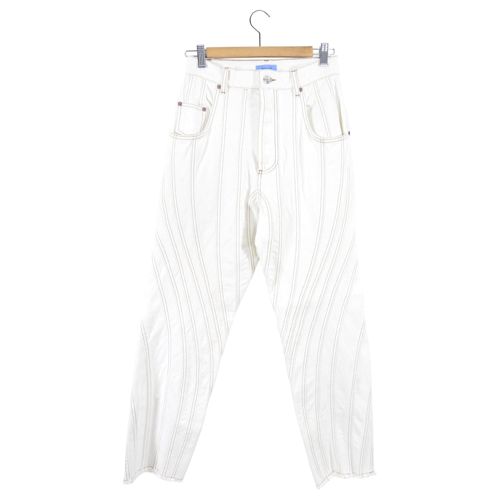 Mugler Cream Seamed Twist Denim Jeans - FR38 / USA 6