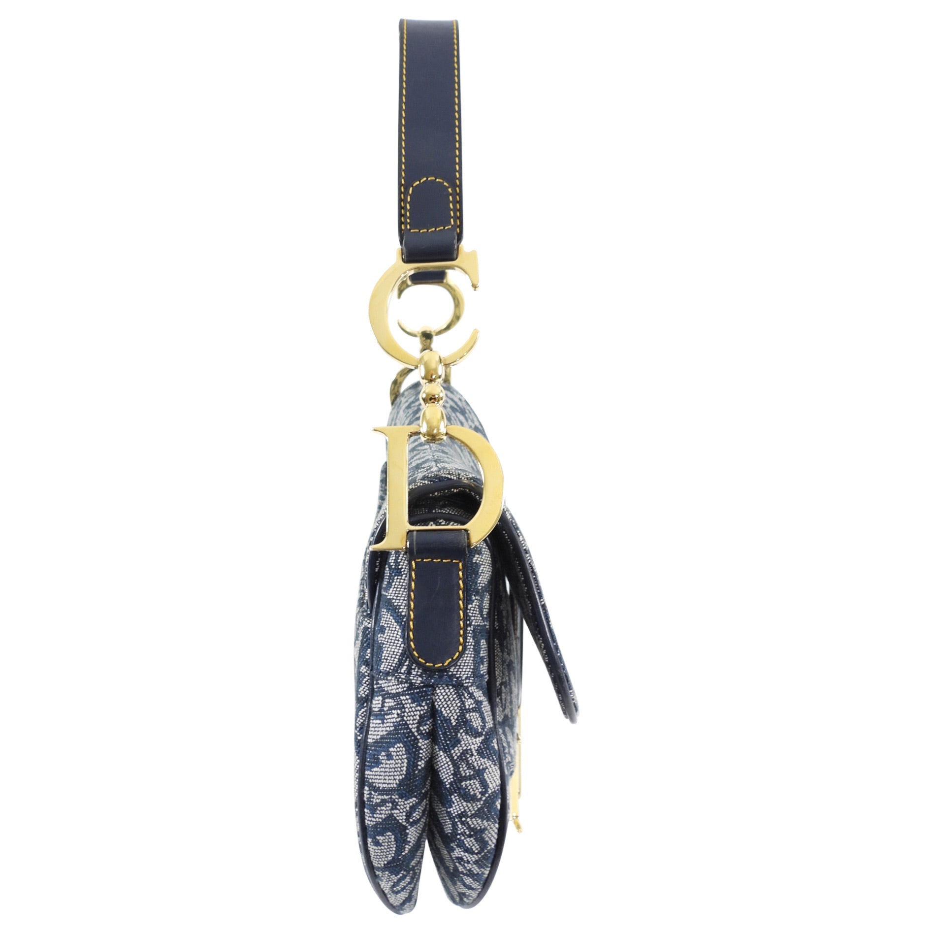 Christian Dior Vintage Oblique Blue GHW Saddle Bag