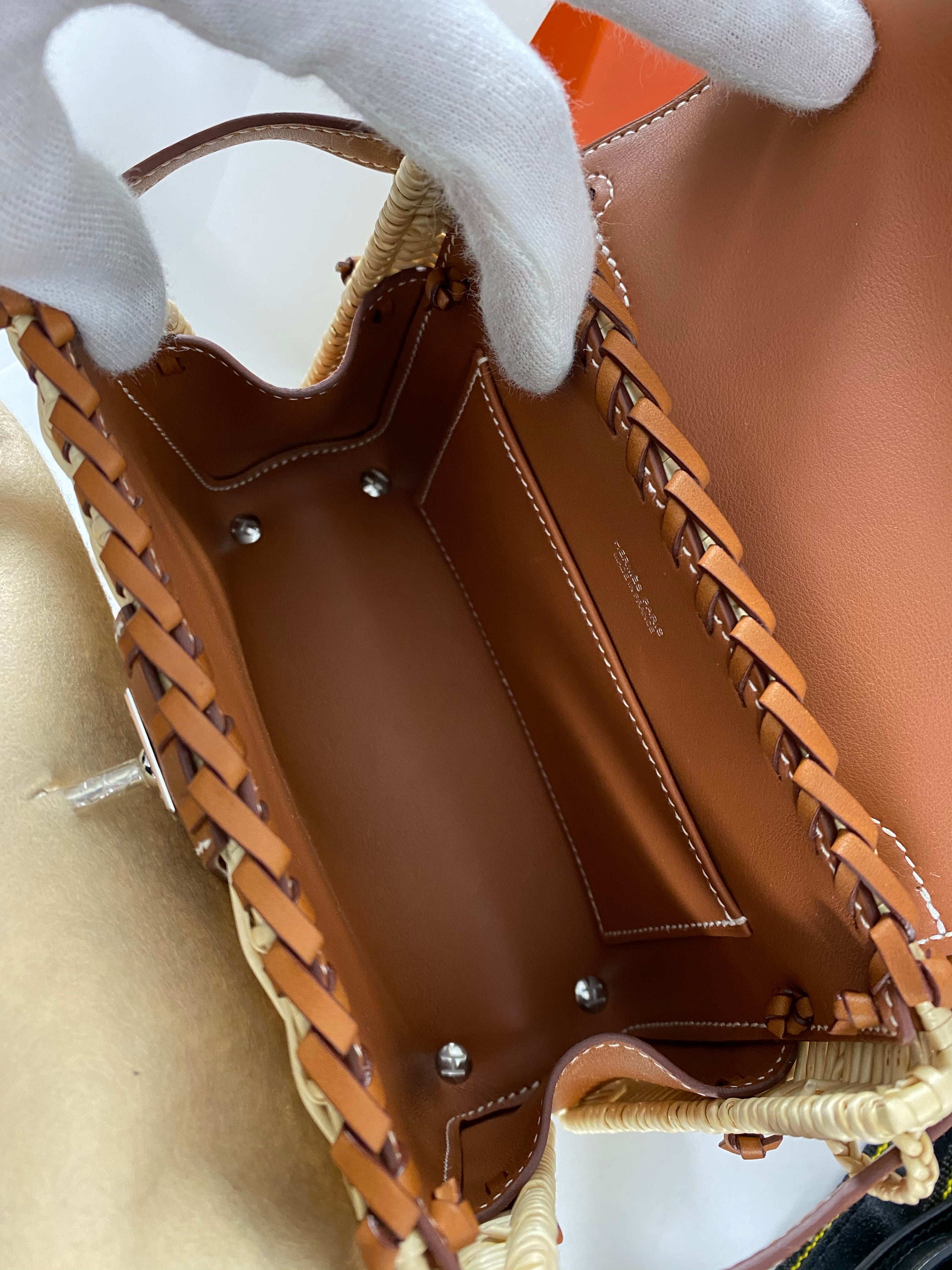 Hermes Kelly Picnic Mini 20cm Barenia and Osier Wicker Bag