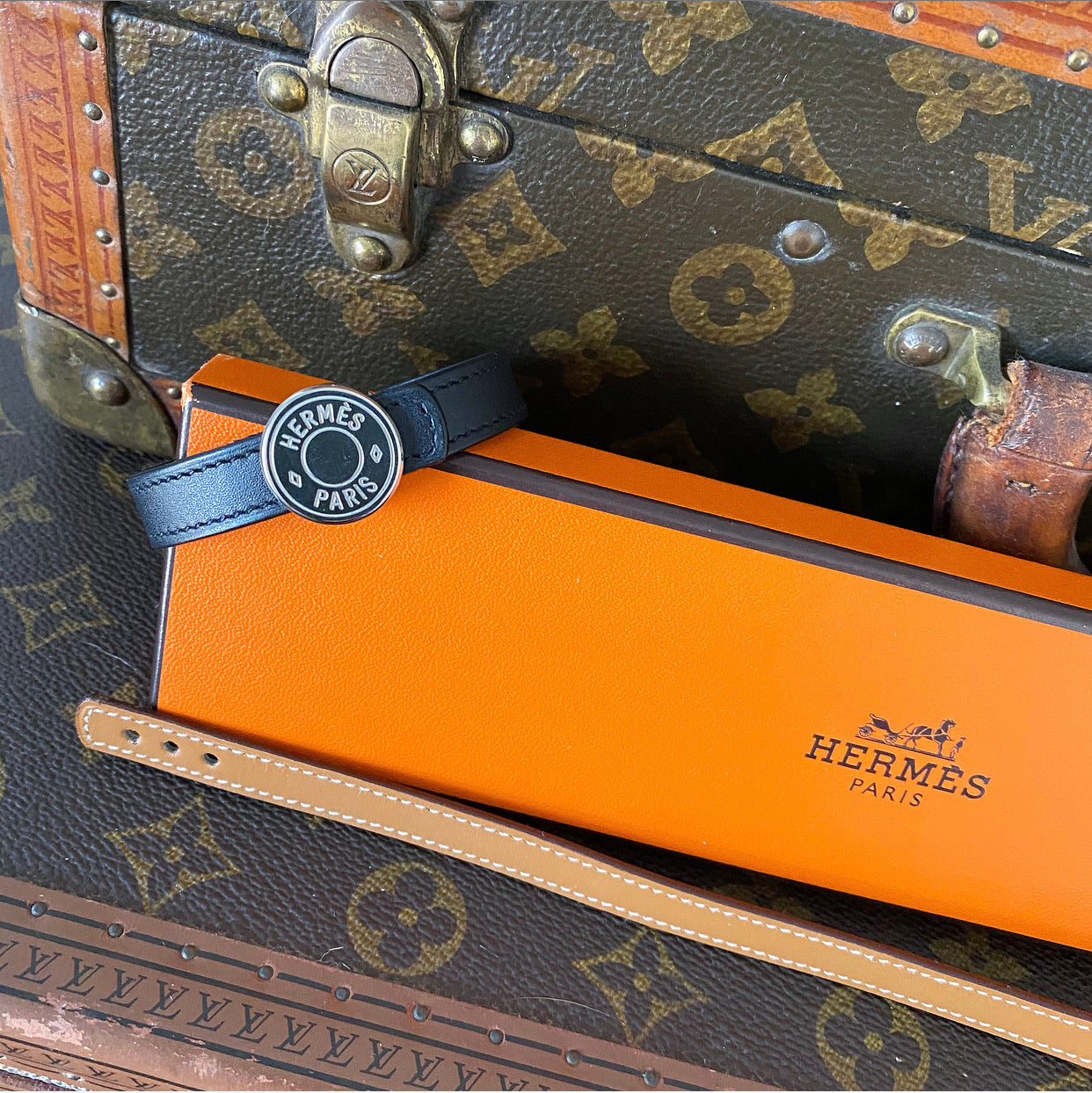 Hermes Clou de Selle Leather Strap Bracelet Set