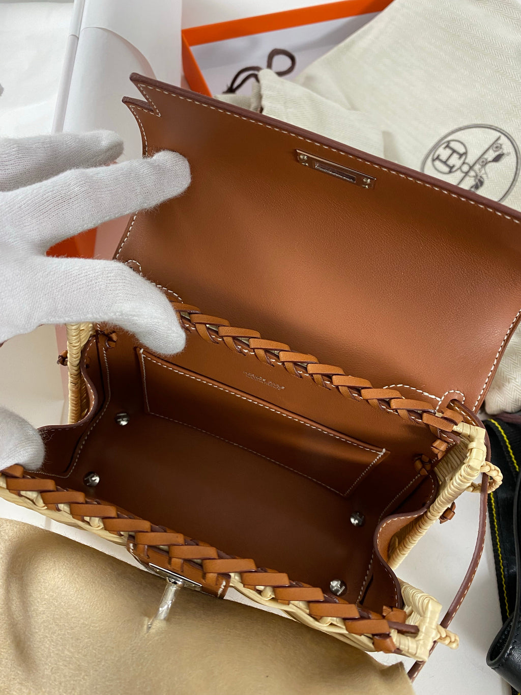 Hermes Kelly Picnic Mini 20cm Barenia and Osier Wicker Bag
