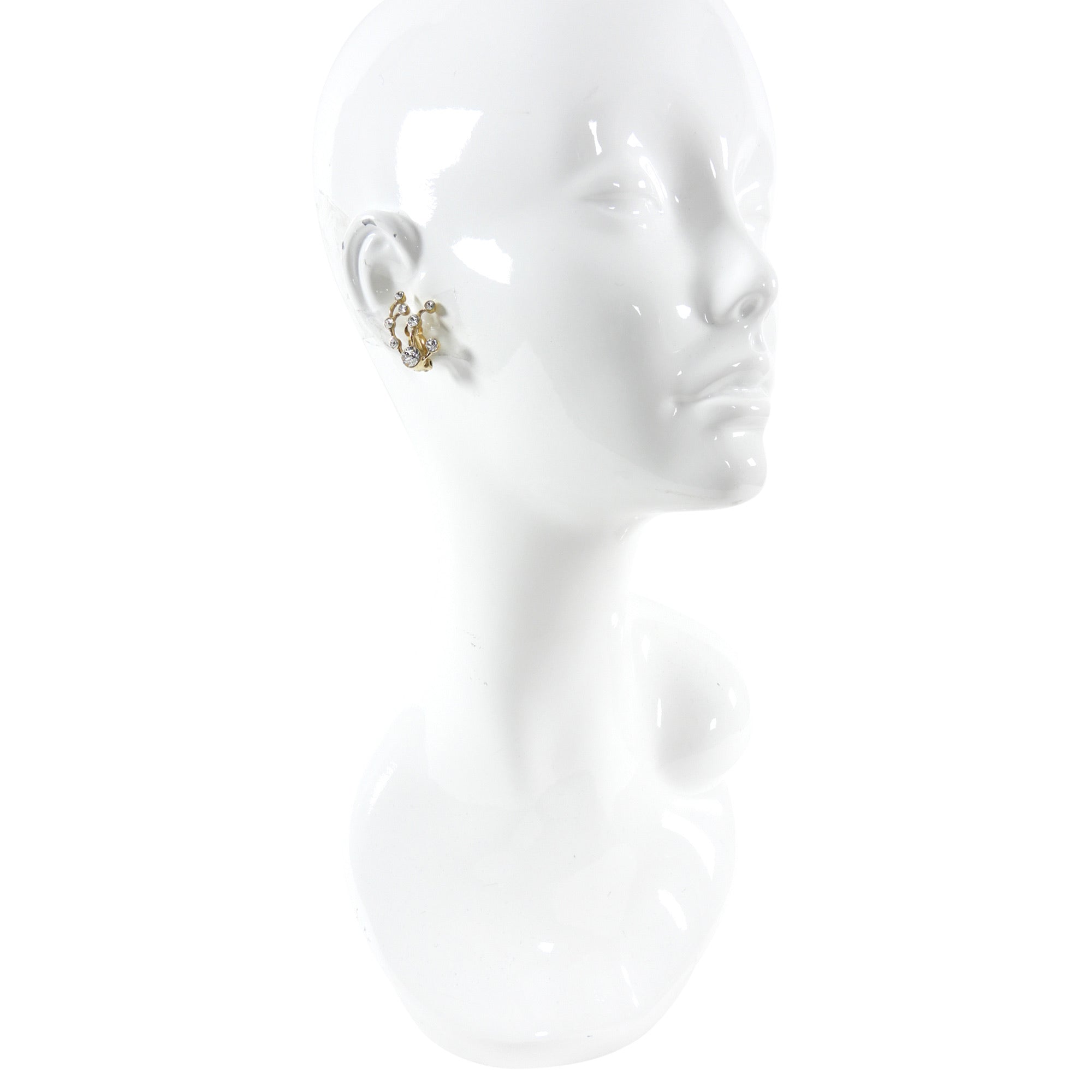 Dior Rhinestone and Goldtone Spray Clip on Earrings
