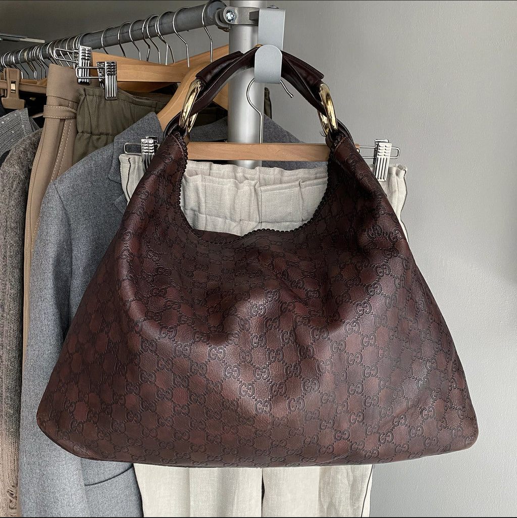 Gucci Guccissima Large Leather Horsebit Hobo Bag