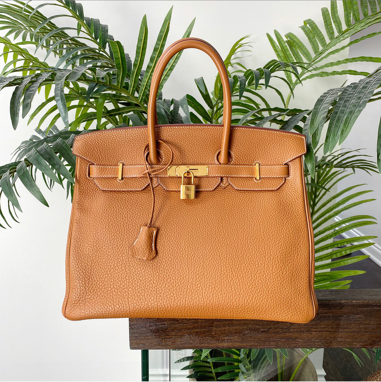 Hermes Gold Birkin 35 Taurillon Clemence Leather with Gold Hardware