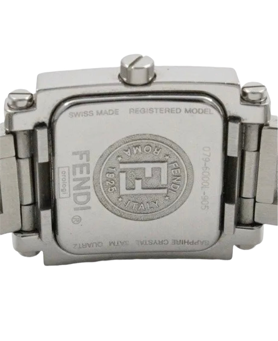 Fendi Satinless Square Face FF Logo Band Watch