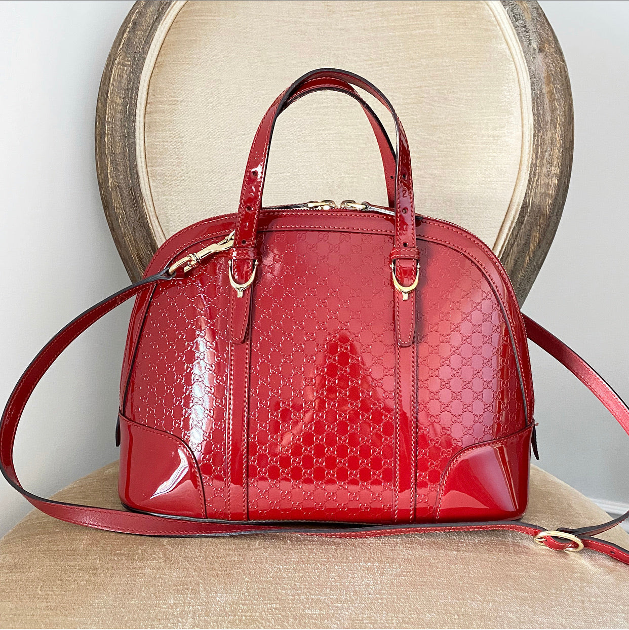 Gucci Red Patent Micro Guccissima Dome Small Nice Bag