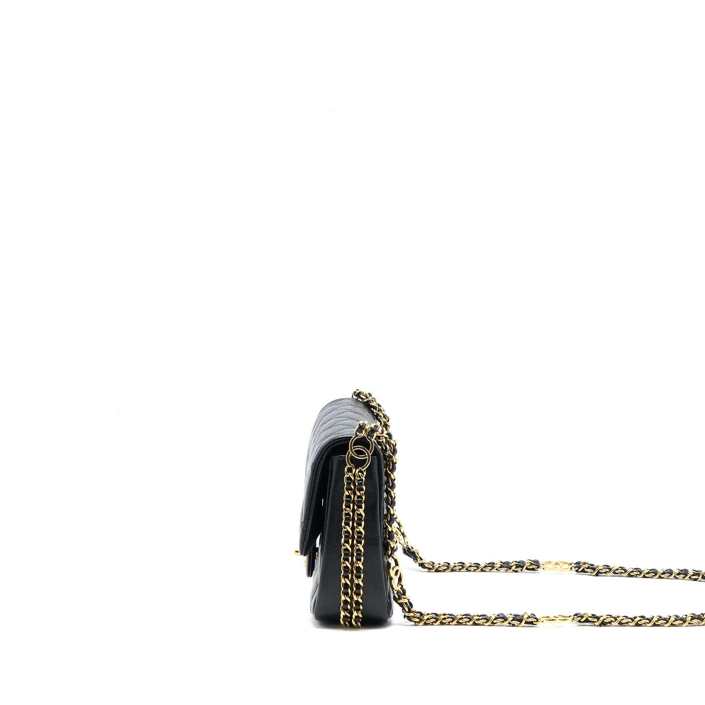CHANEL 23C MINI FLAP BAG CHAIN GRAINED CALFSKIN BLACK